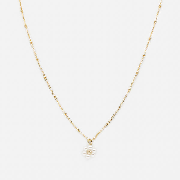 Load image into Gallery viewer, Set of two gold beaded flower pendant necklaces