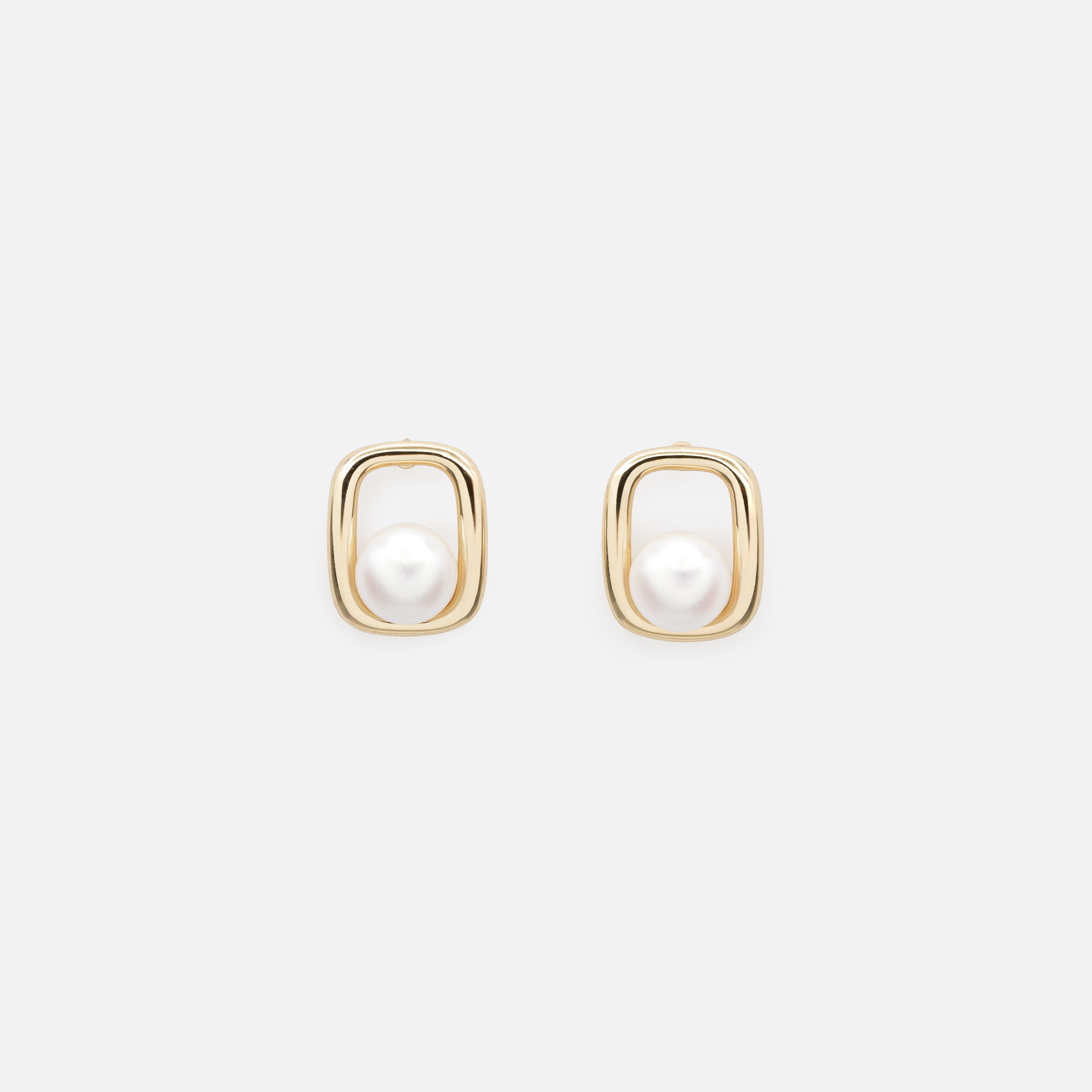 Boucles d'oreilles perle dans son cadre doré