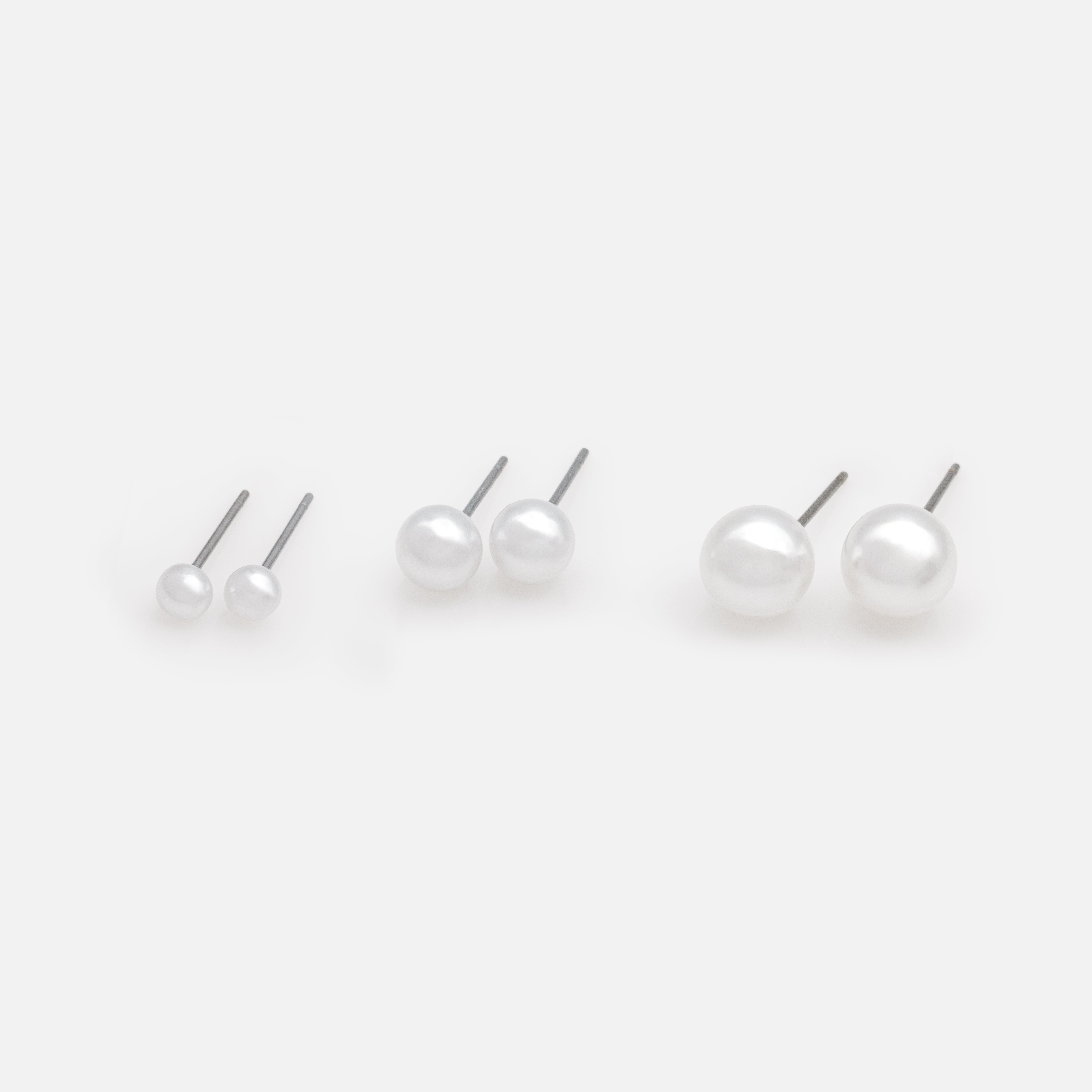 Trio de boucles d'oreilles perles trois formats