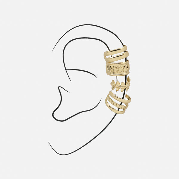 Load image into Gallery viewer, Set of four gold ear cuffs
