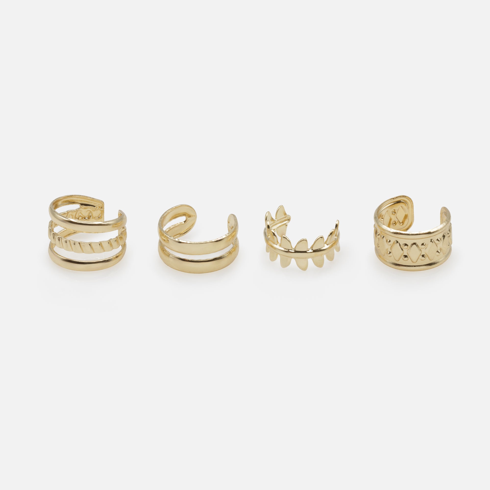 Ensemble de quatre manchettes d'oreilles dorées