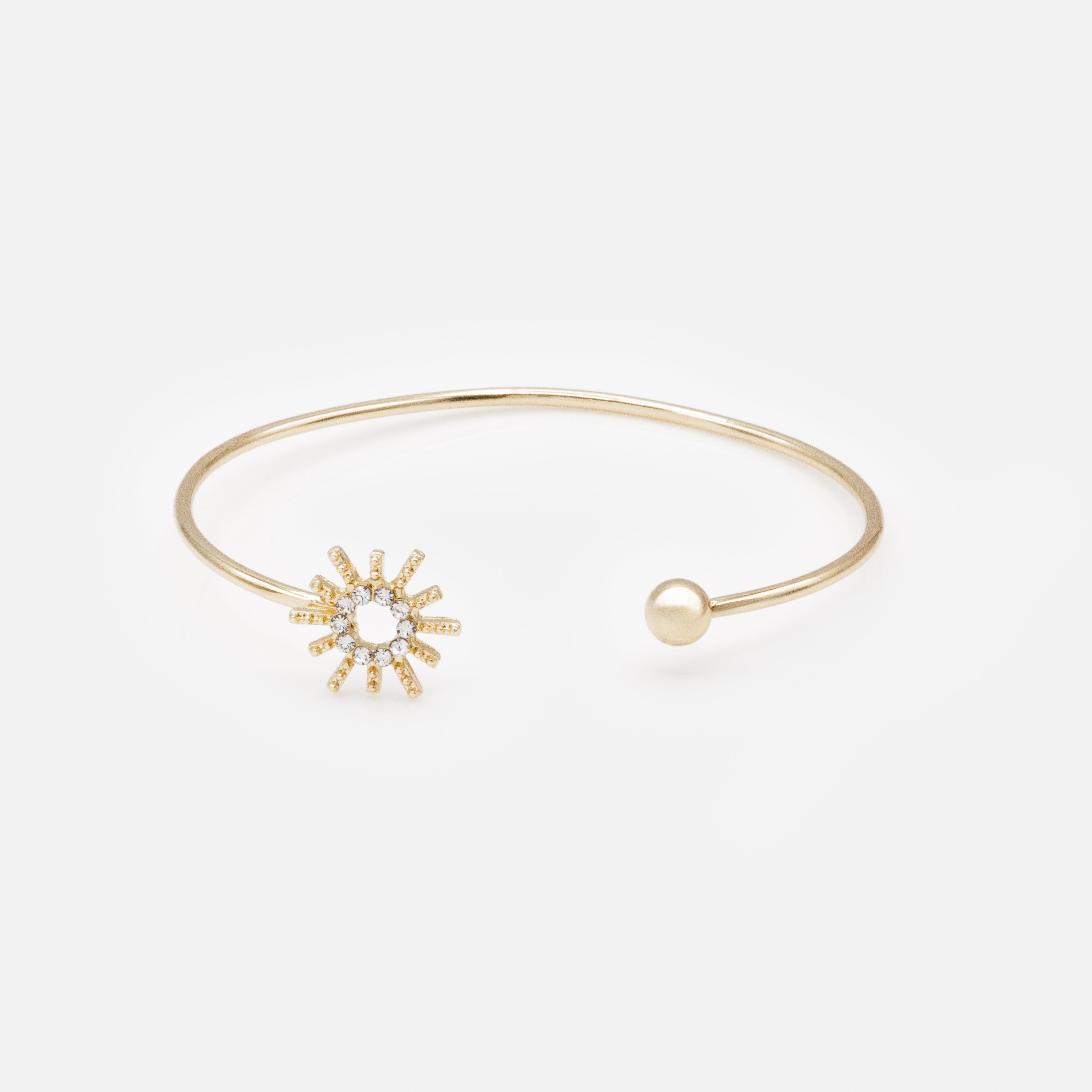 Bracelet rigide ajustable soleil doré avec zircons cubiques