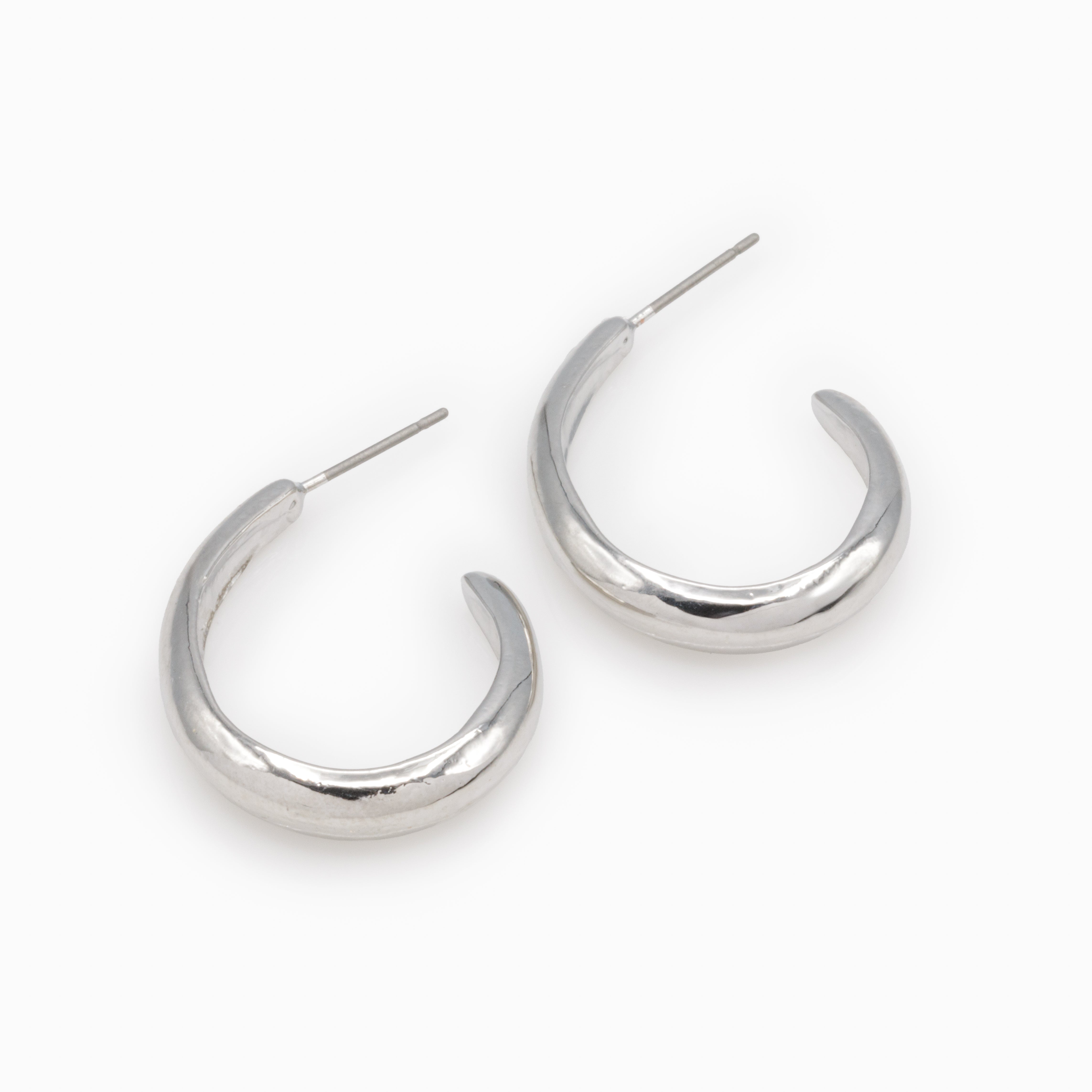 Boucles d'oreilles anneaux ovales ouverts argentés