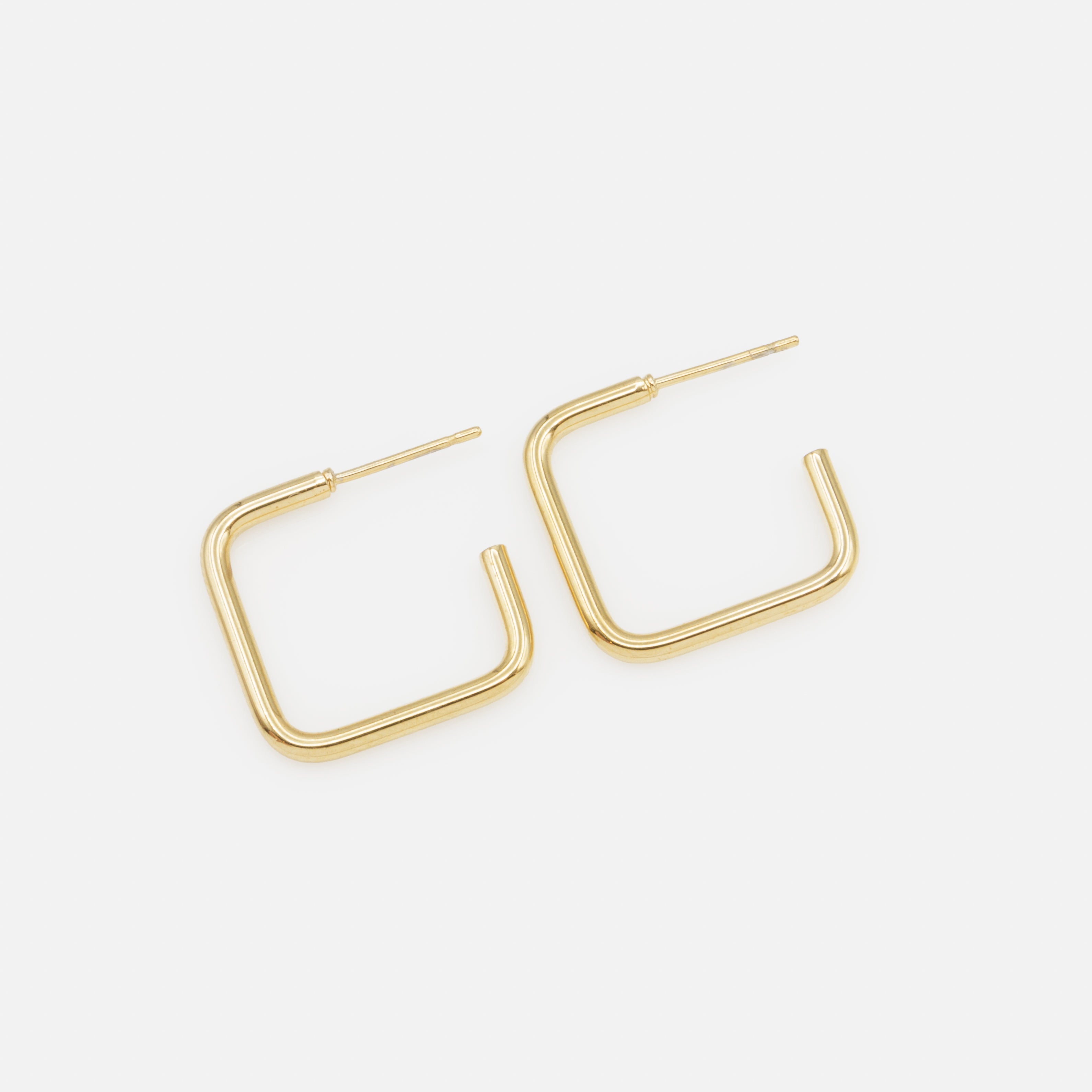 Rectangular gold hoop earrings