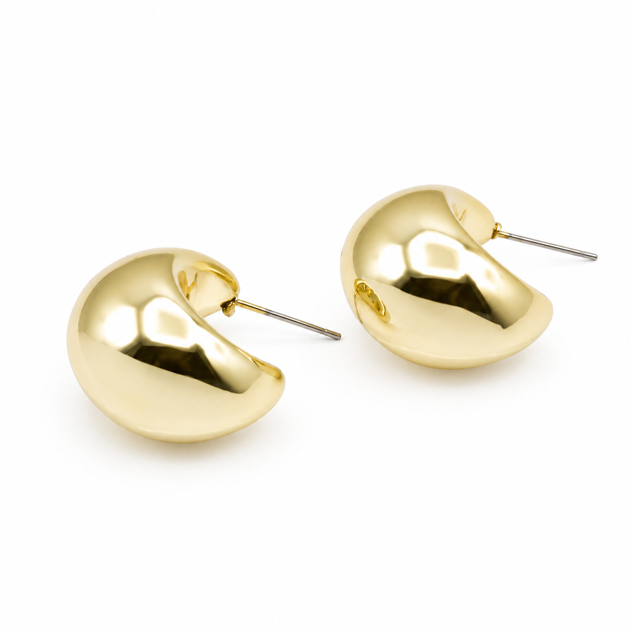 Large gold crescent moon earrings
