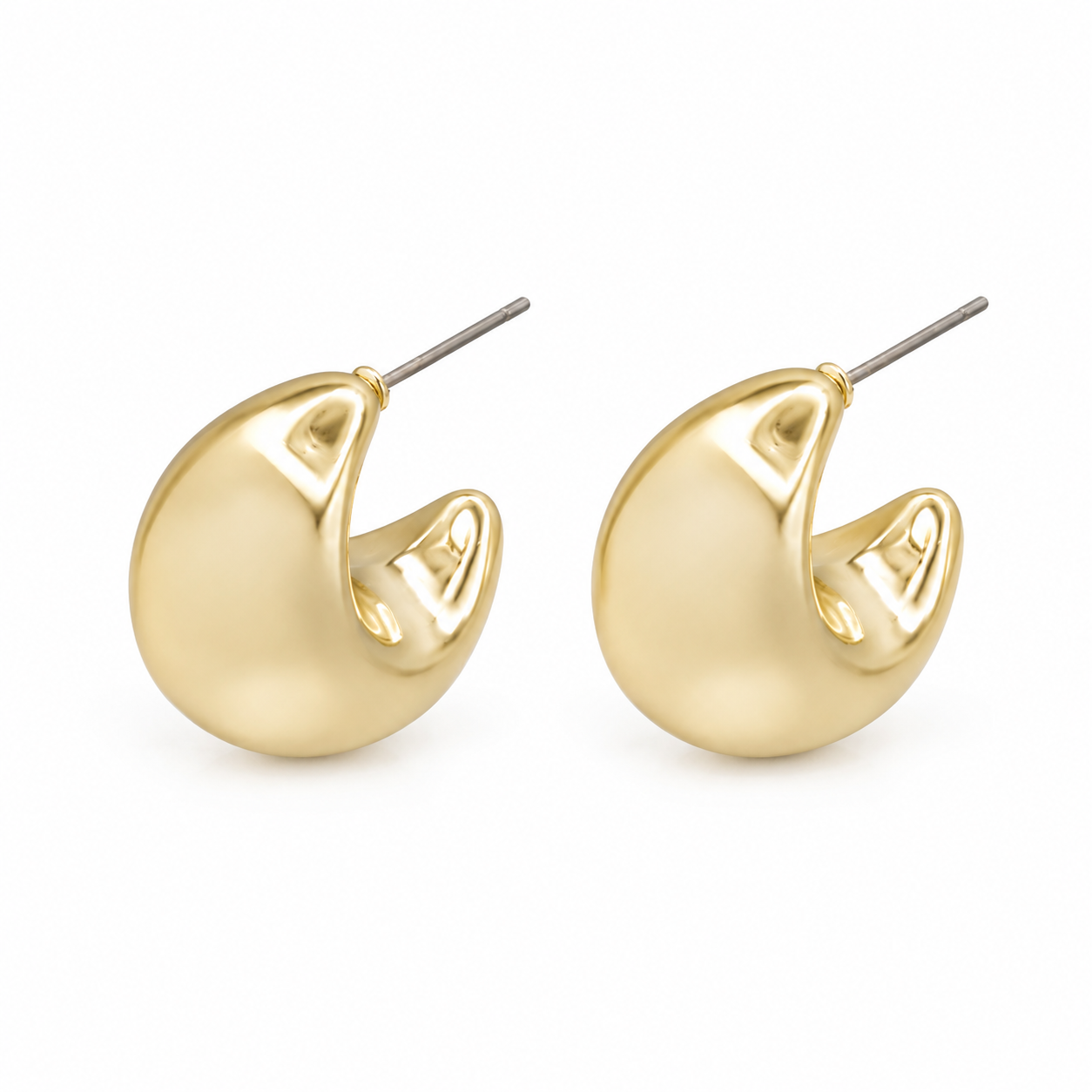 Large gold crescent moon earrings