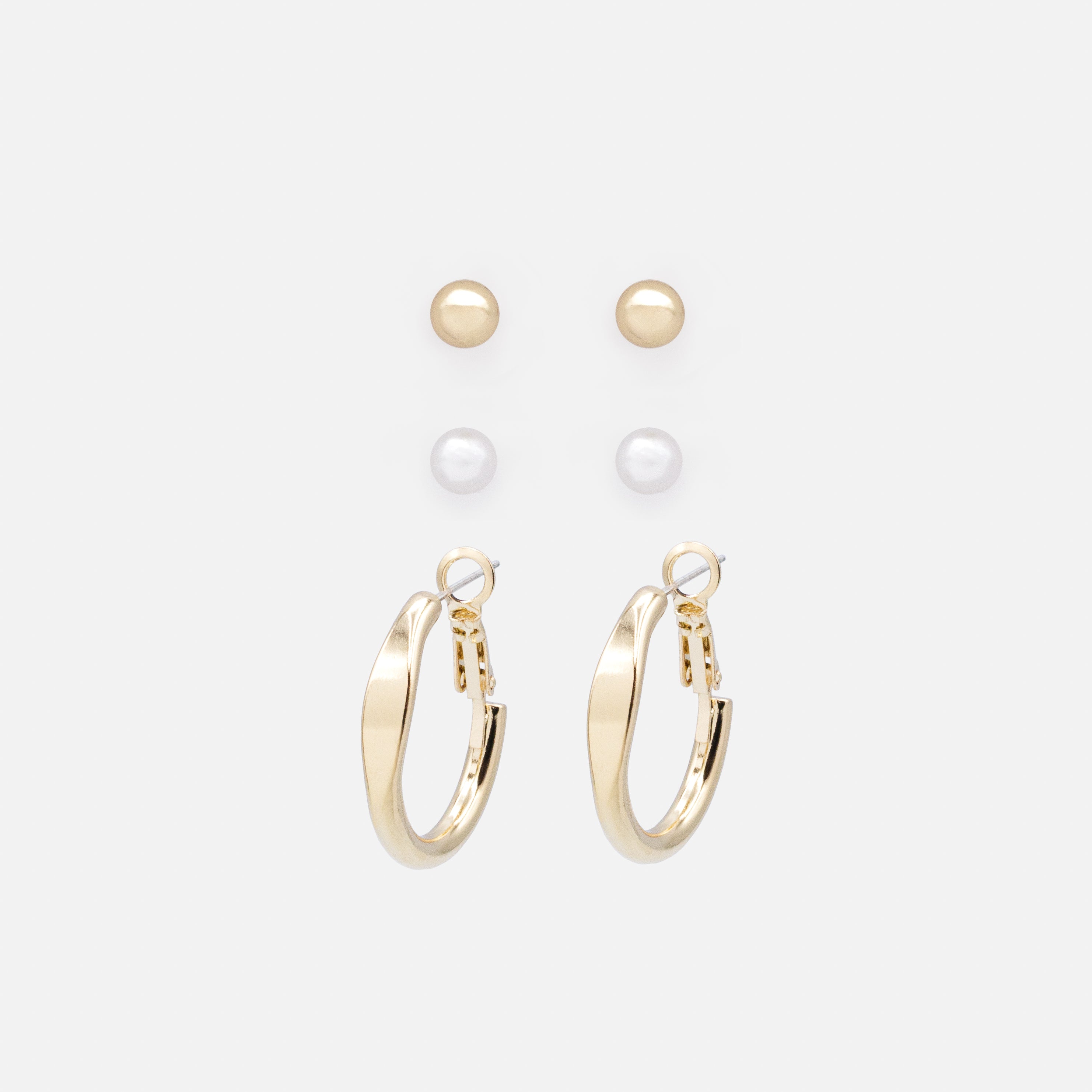 Ensemble de boucles d'oreilles dorées & perles
