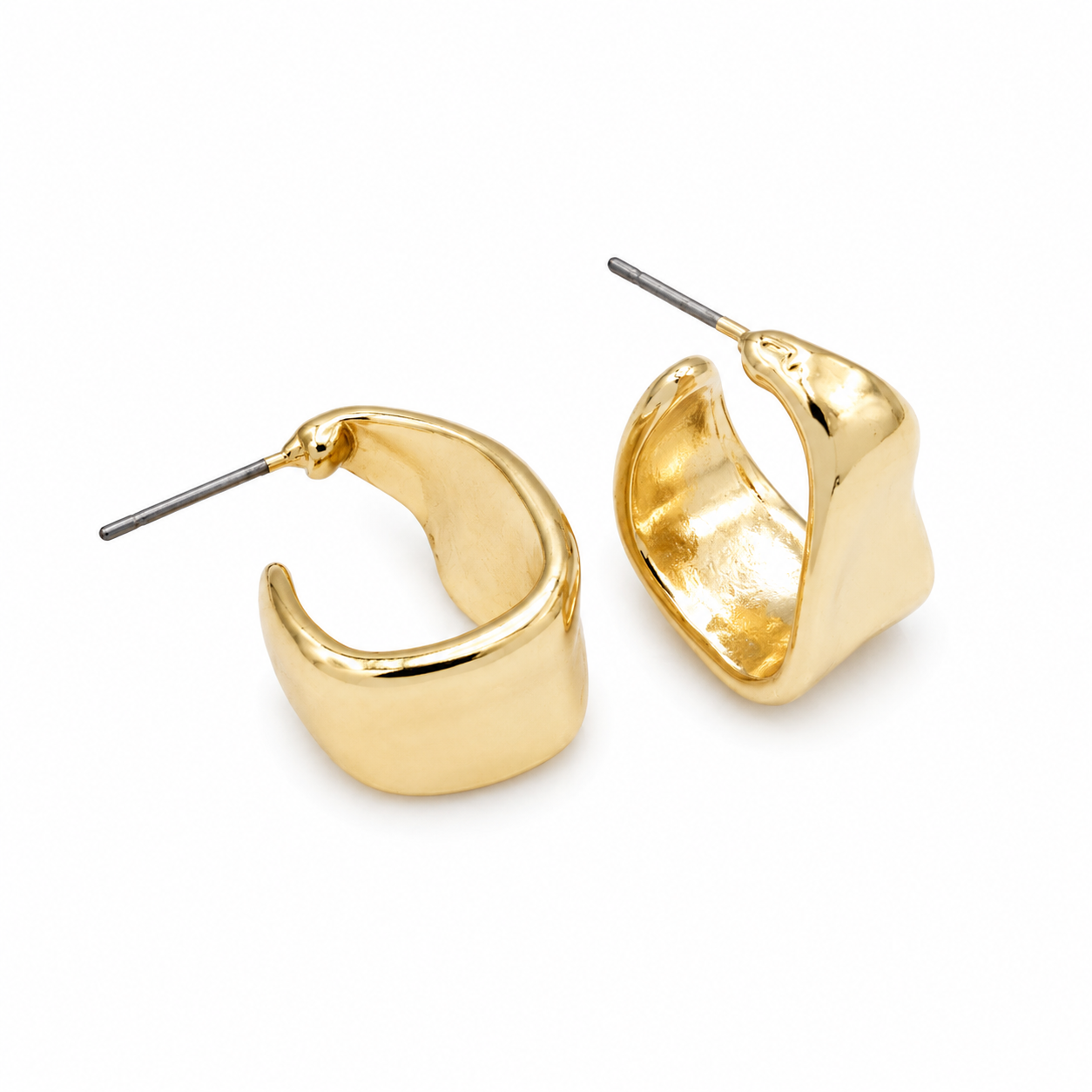 Boucles d'oreilles anneaux dorés imparfaits