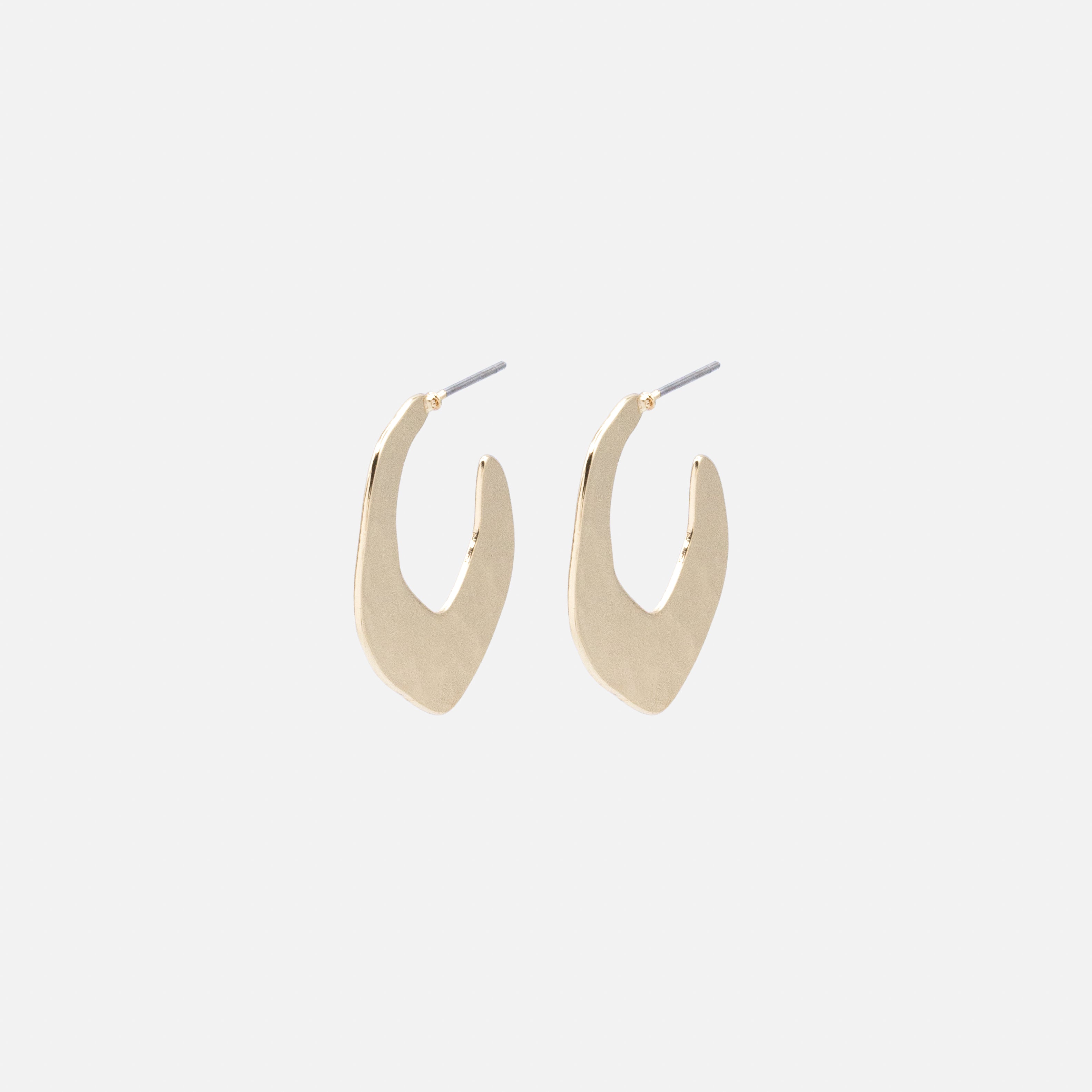 Boucles d'oreilles minces anneaux dorés martelés