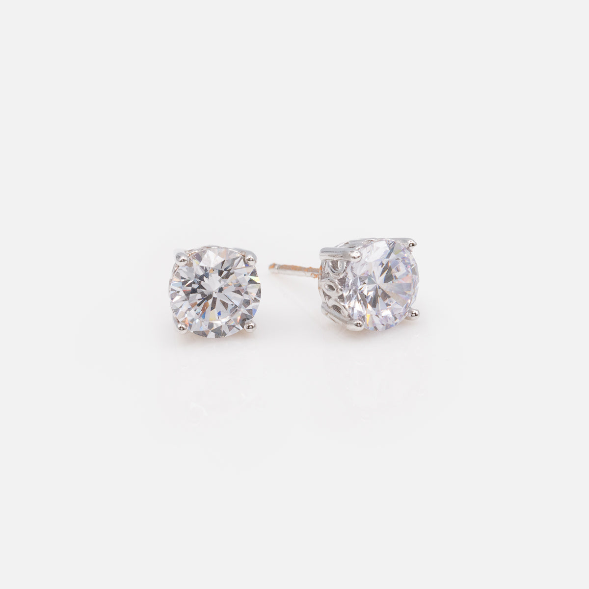 7mm round stud earrings with cubic zirconia in sterling silver