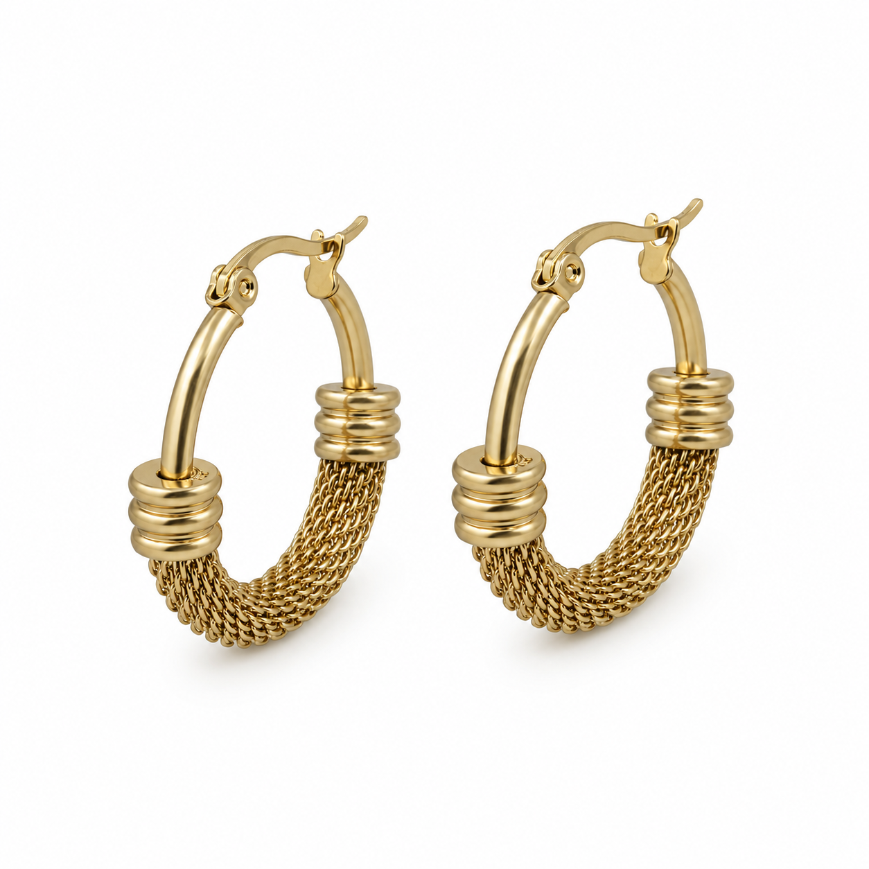 Half-textured gold hoop earrings