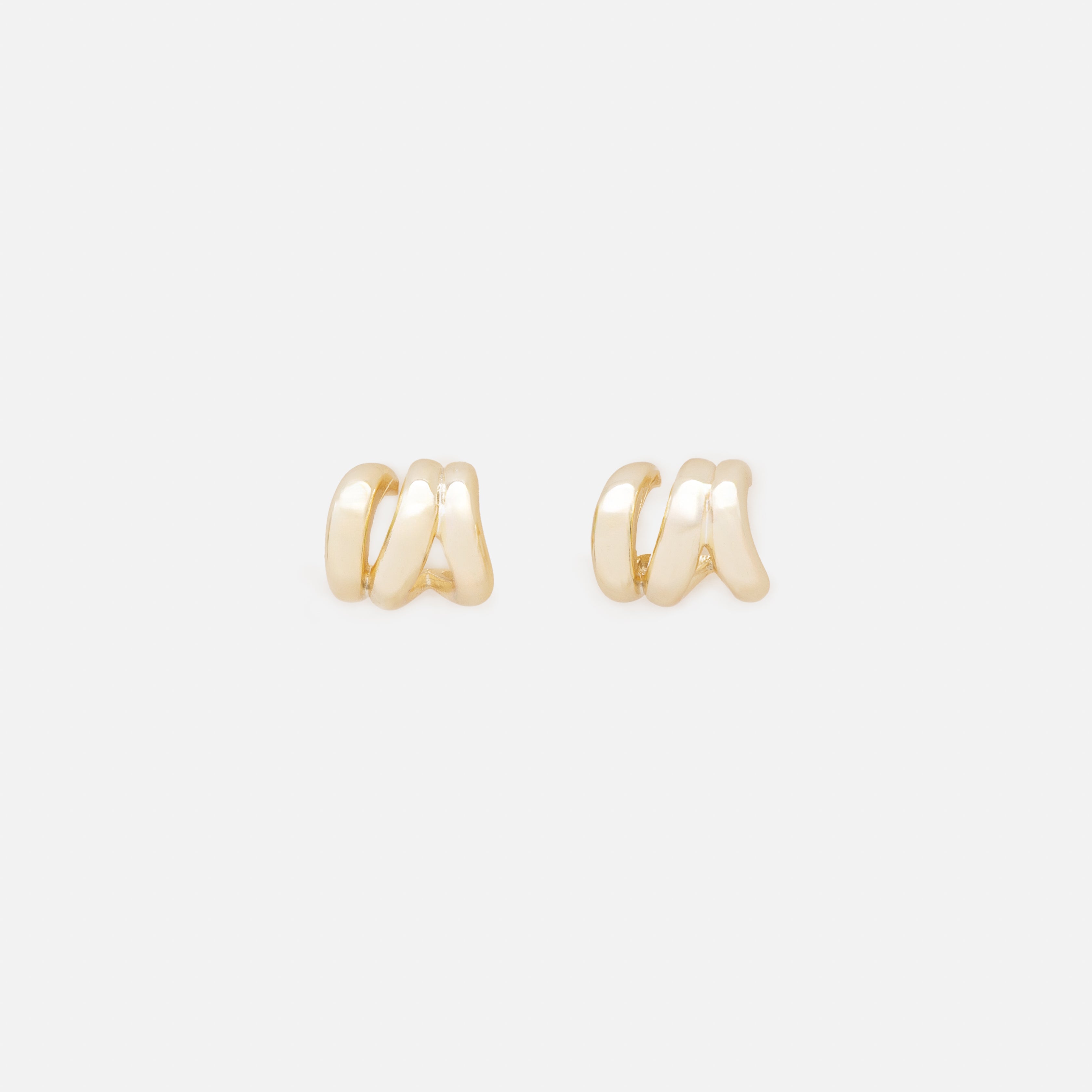 Triple gold half-ring earrings