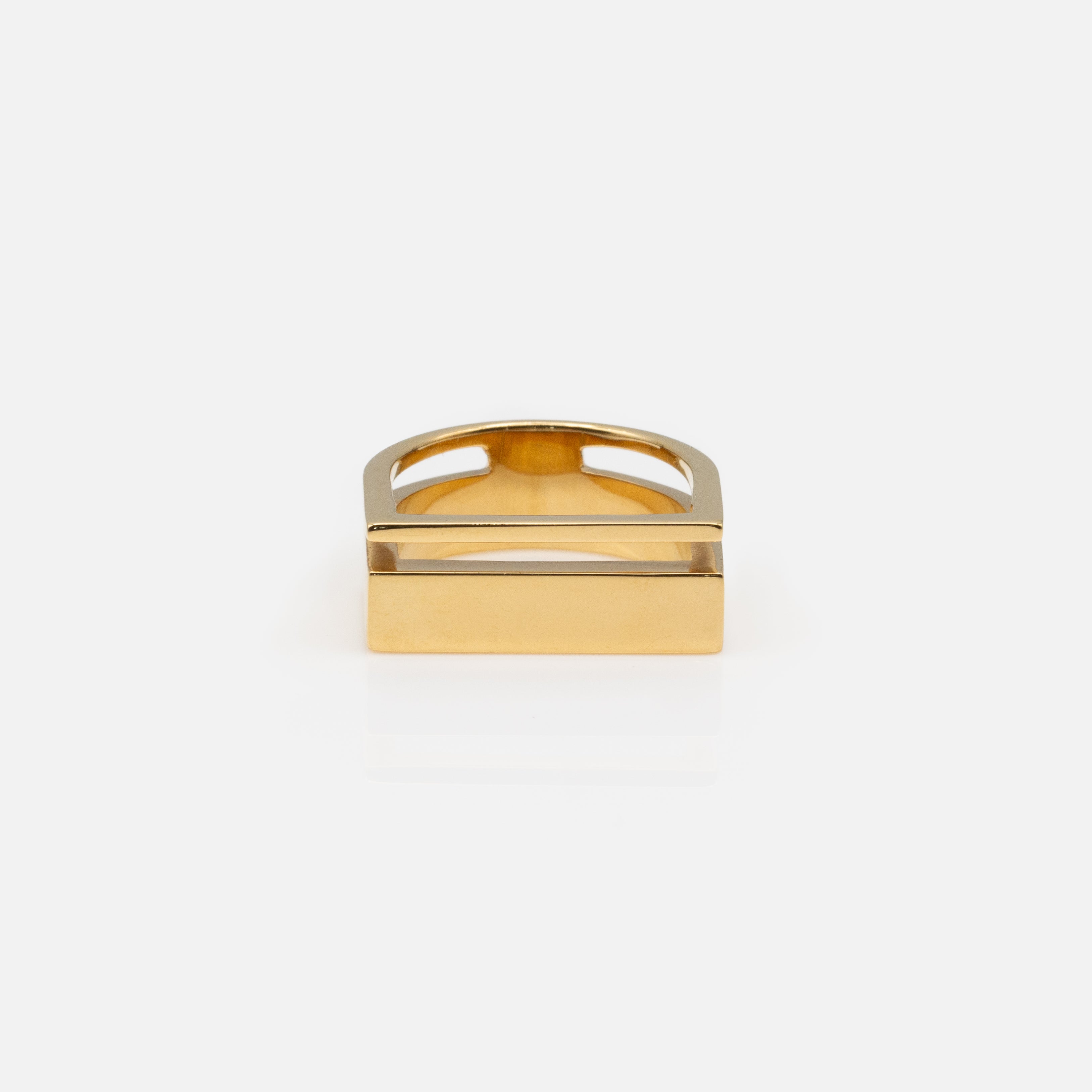 Rose gold stainless steel “D” shaped ring
