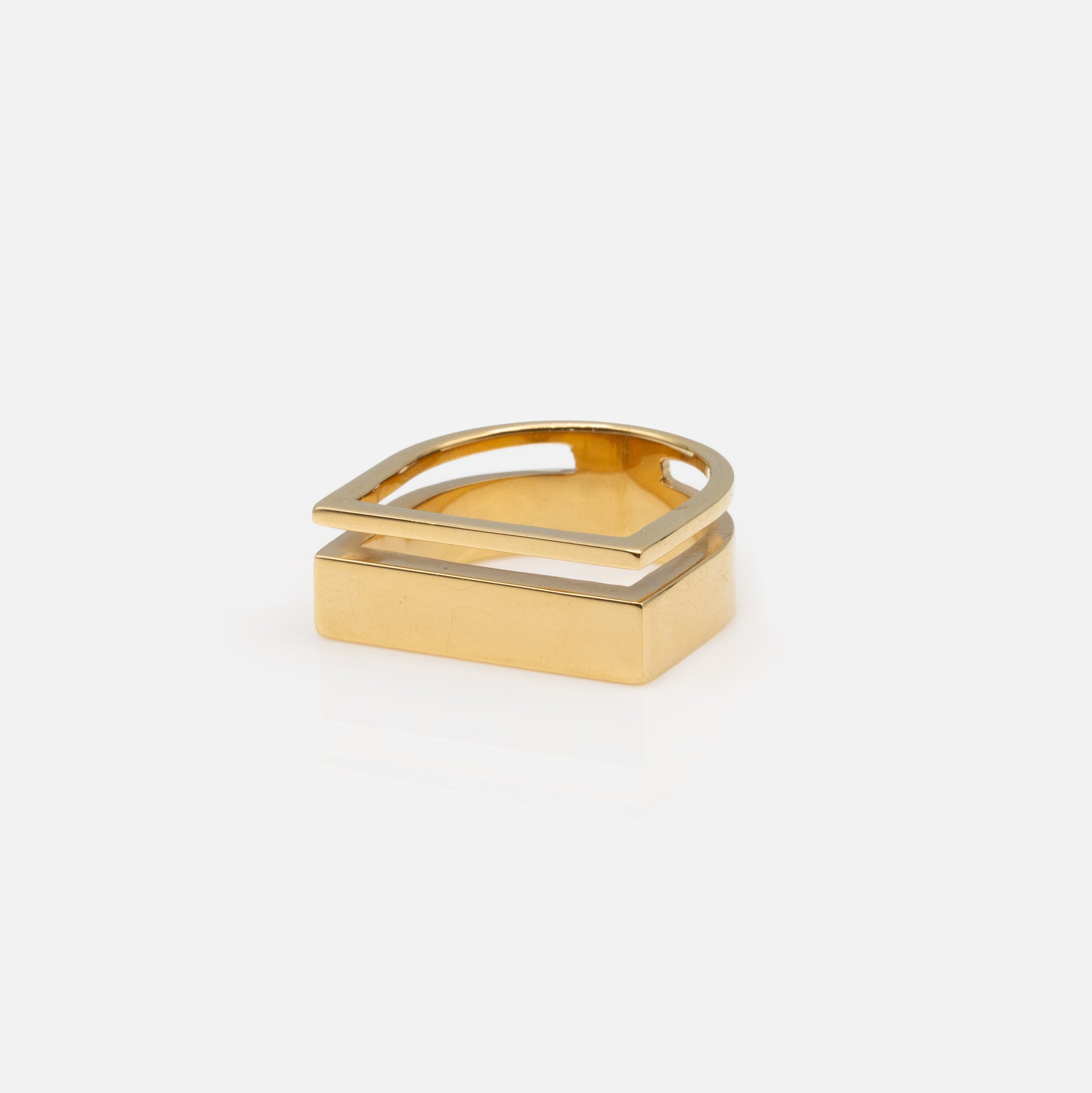 Rose gold stainless steel “D” shaped ring