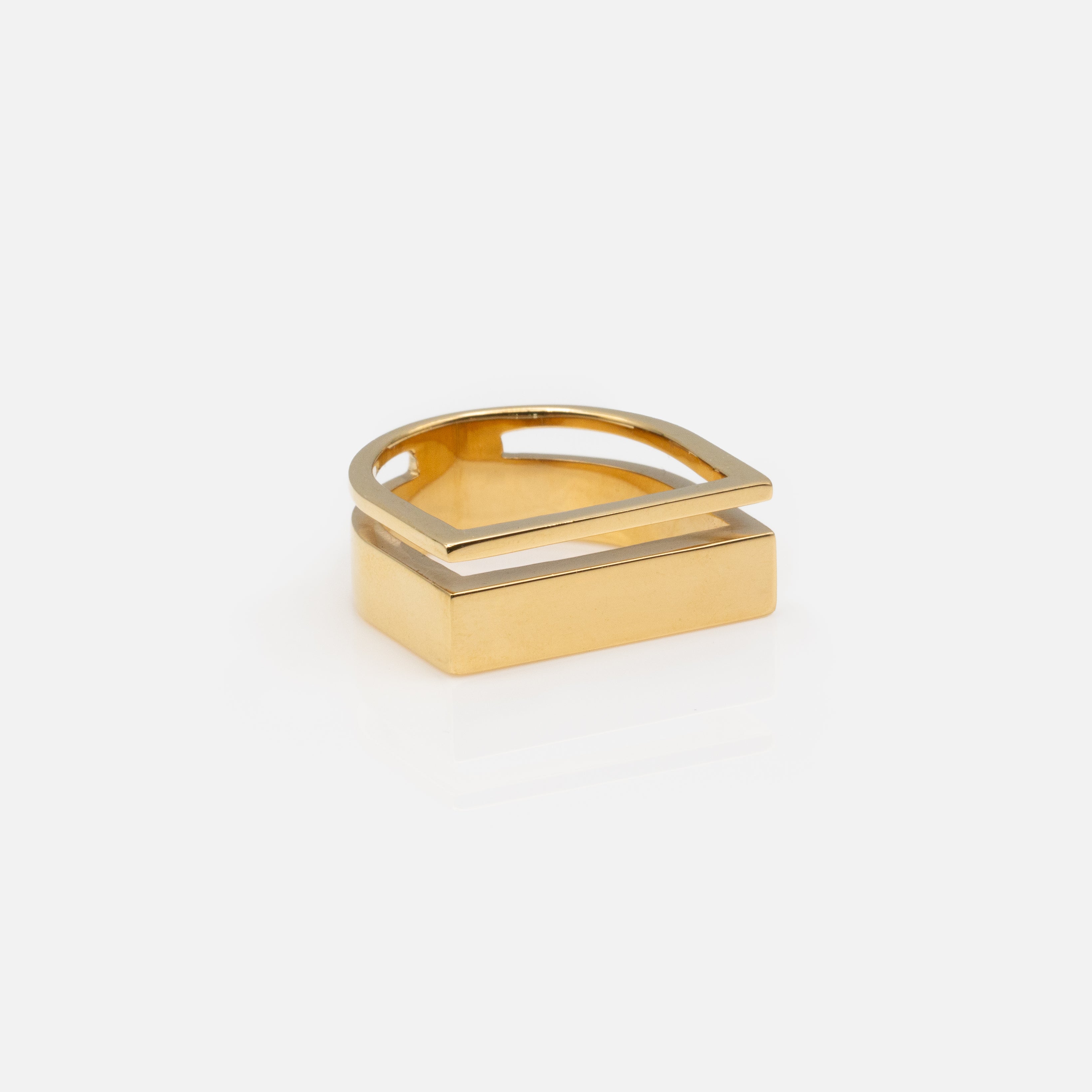 Rose gold stainless steel “D” shaped ring
