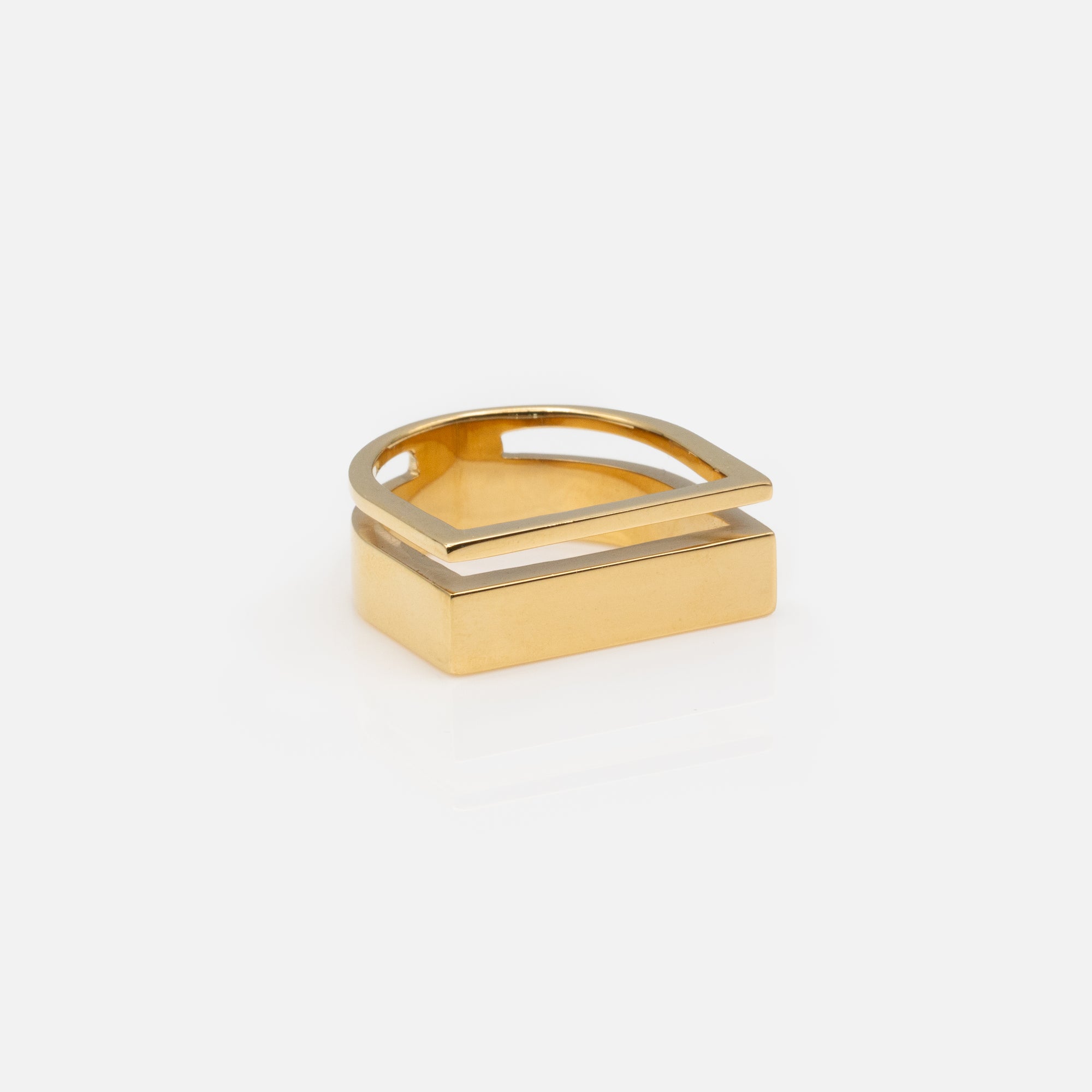 Rose gold stainless steel “D” shaped ring