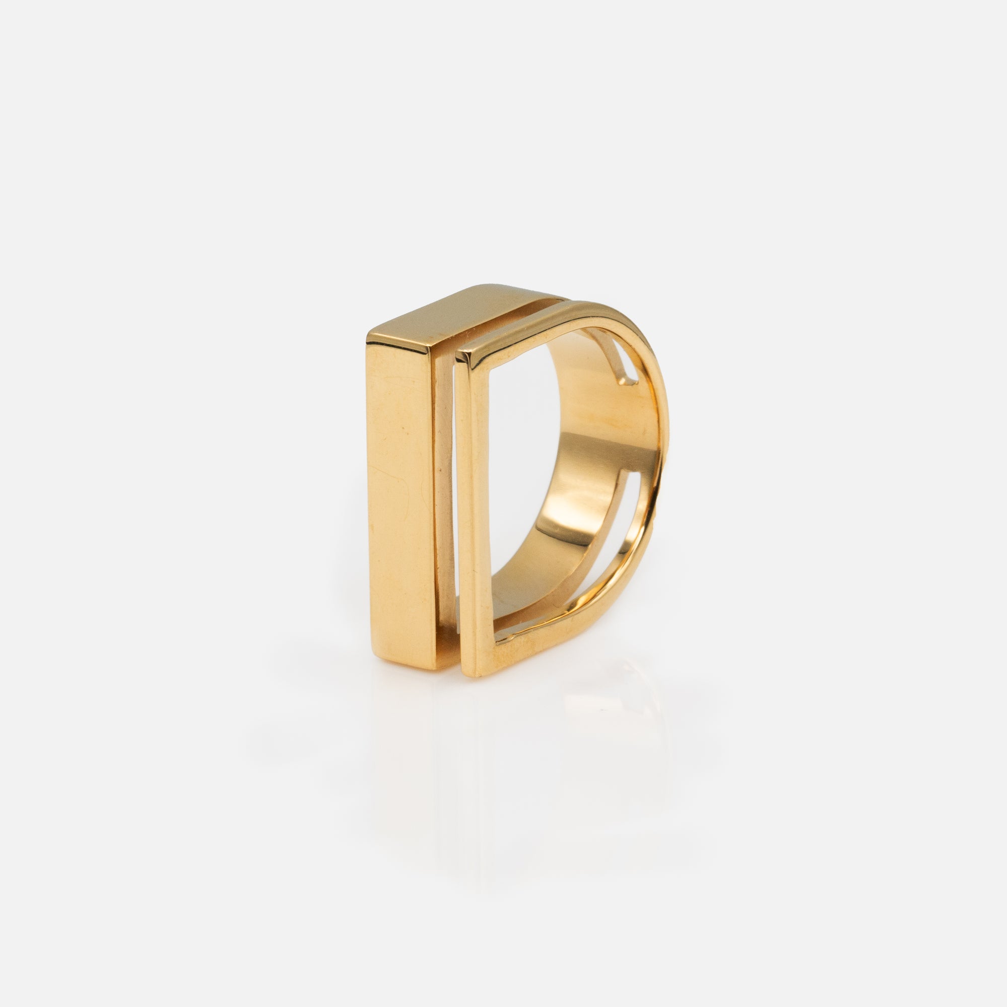 Rose gold stainless steel “D” shaped ring