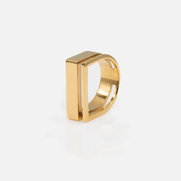 Load image into Gallery viewer, Rose gold stainless steel “D” shaped ring