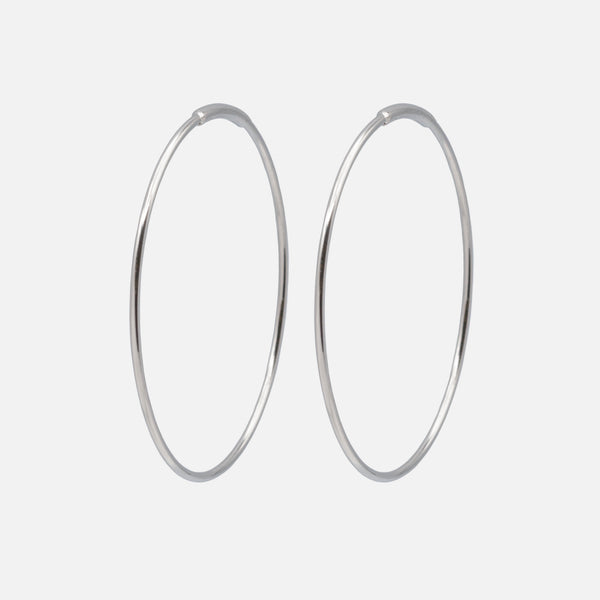 Load image into Gallery viewer, Thin silver-plated stainless steel hoop earrings