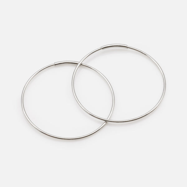 Load image into Gallery viewer, Thin silver-plated stainless steel hoop earrings