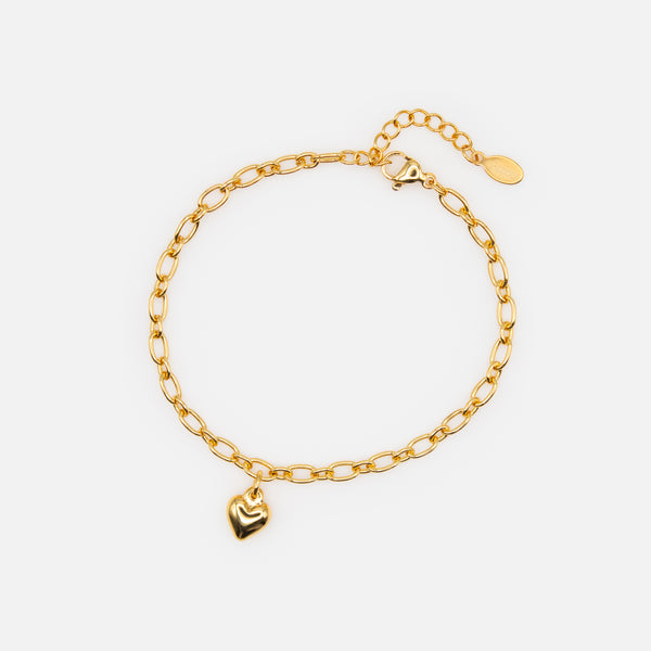 Load image into Gallery viewer, Gold chain bracelet with small heart charm in stainless steel