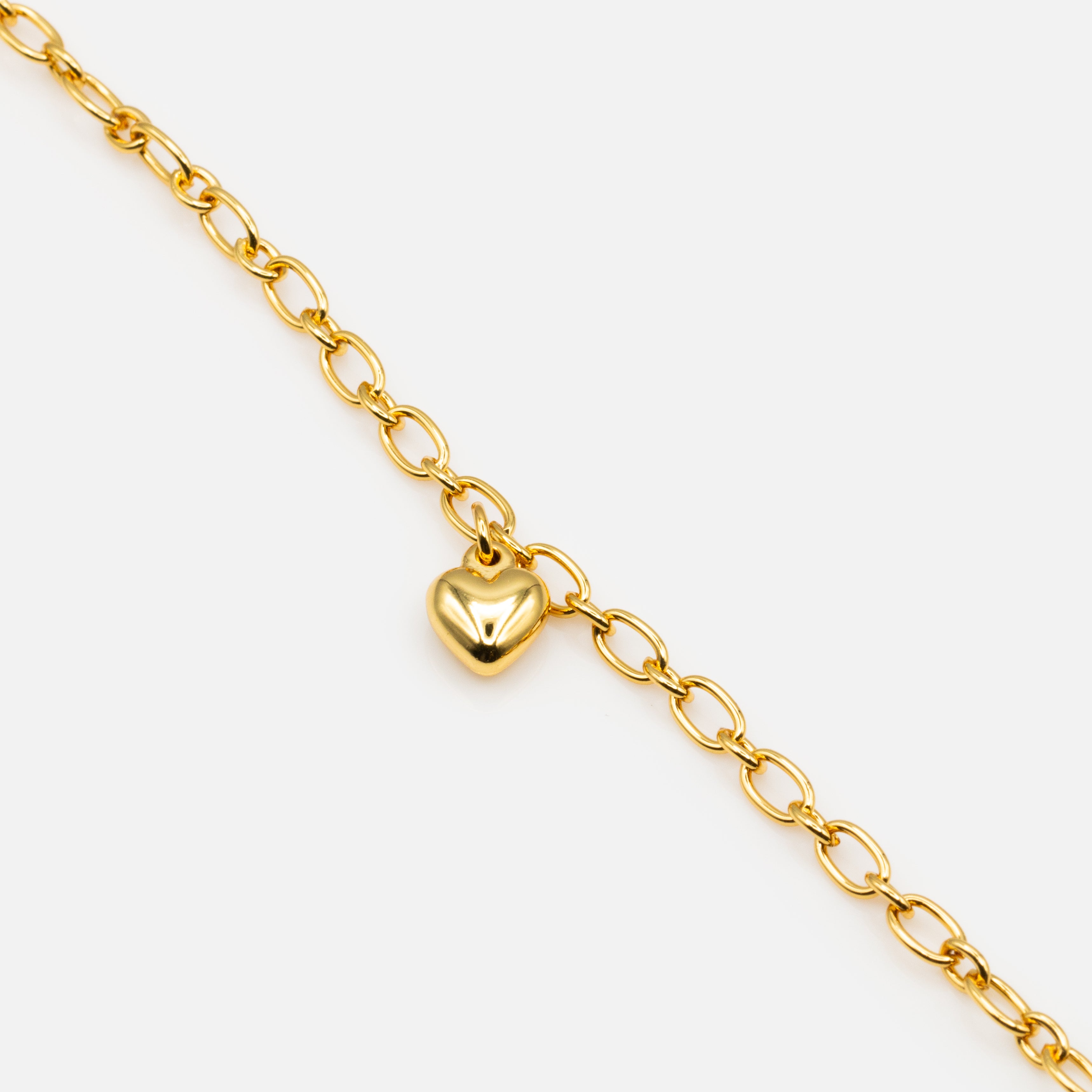 Bracelet chaîne dorée avec breloque petit coeur en acier inoxydable