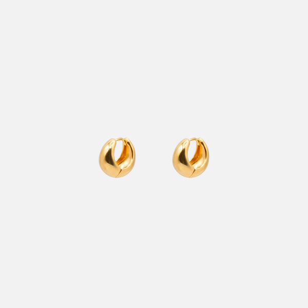Load image into Gallery viewer, Small gold hoop earrings 16 mm with wide base in stainless steel