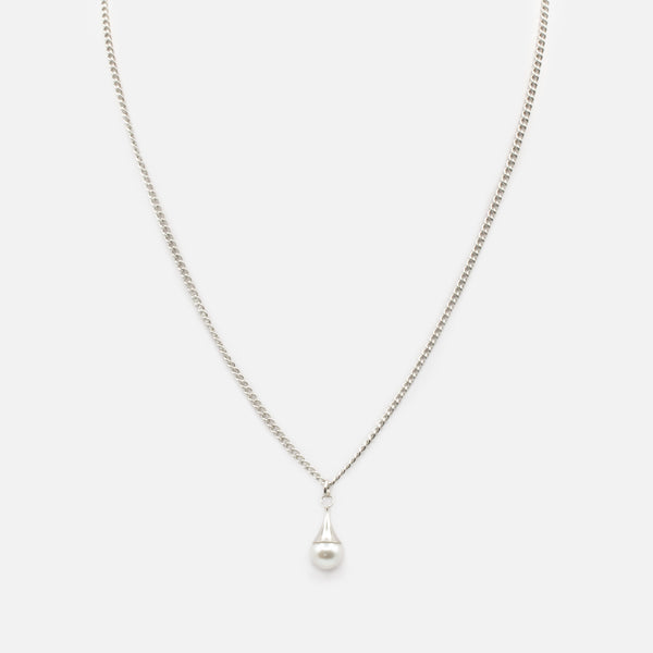 Charger l'image dans la galerie, Pendentif argenté avec perle en acier inoxydable