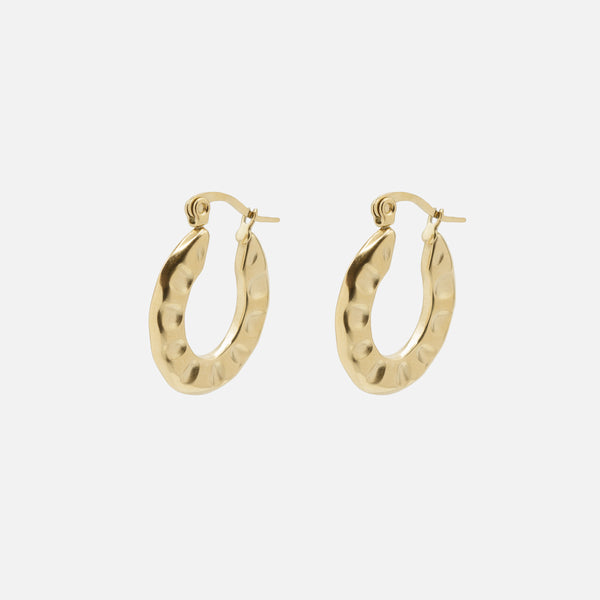 Load image into Gallery viewer, Gold hoop earrings with stainless steel hollows