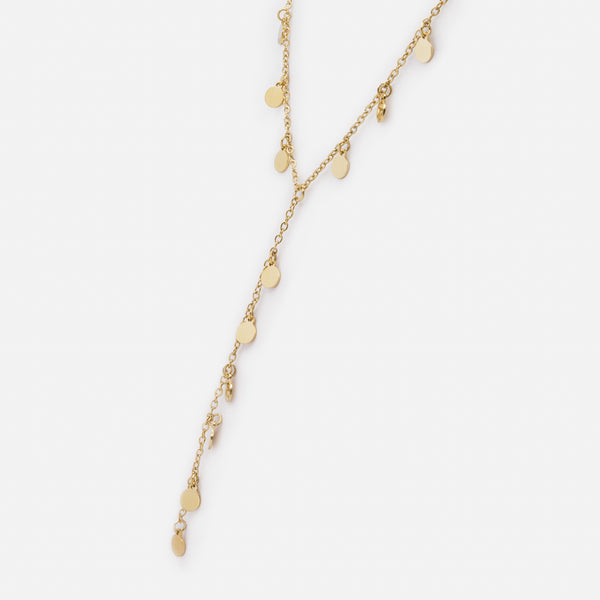 Load image into Gallery viewer, Gold necklace with round charms and long stainless steel pendant