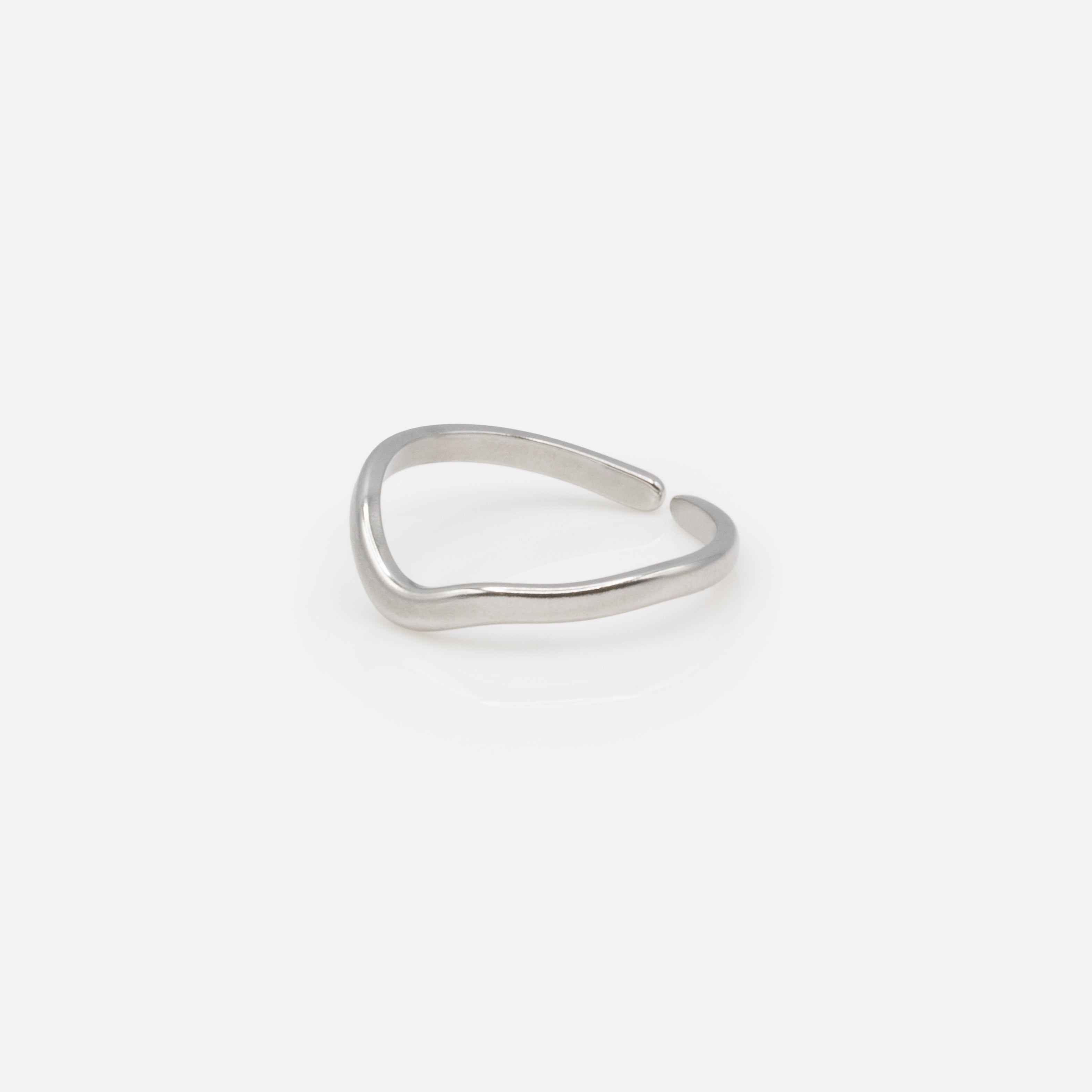 Bague ondulée argentée en acier inoxydable