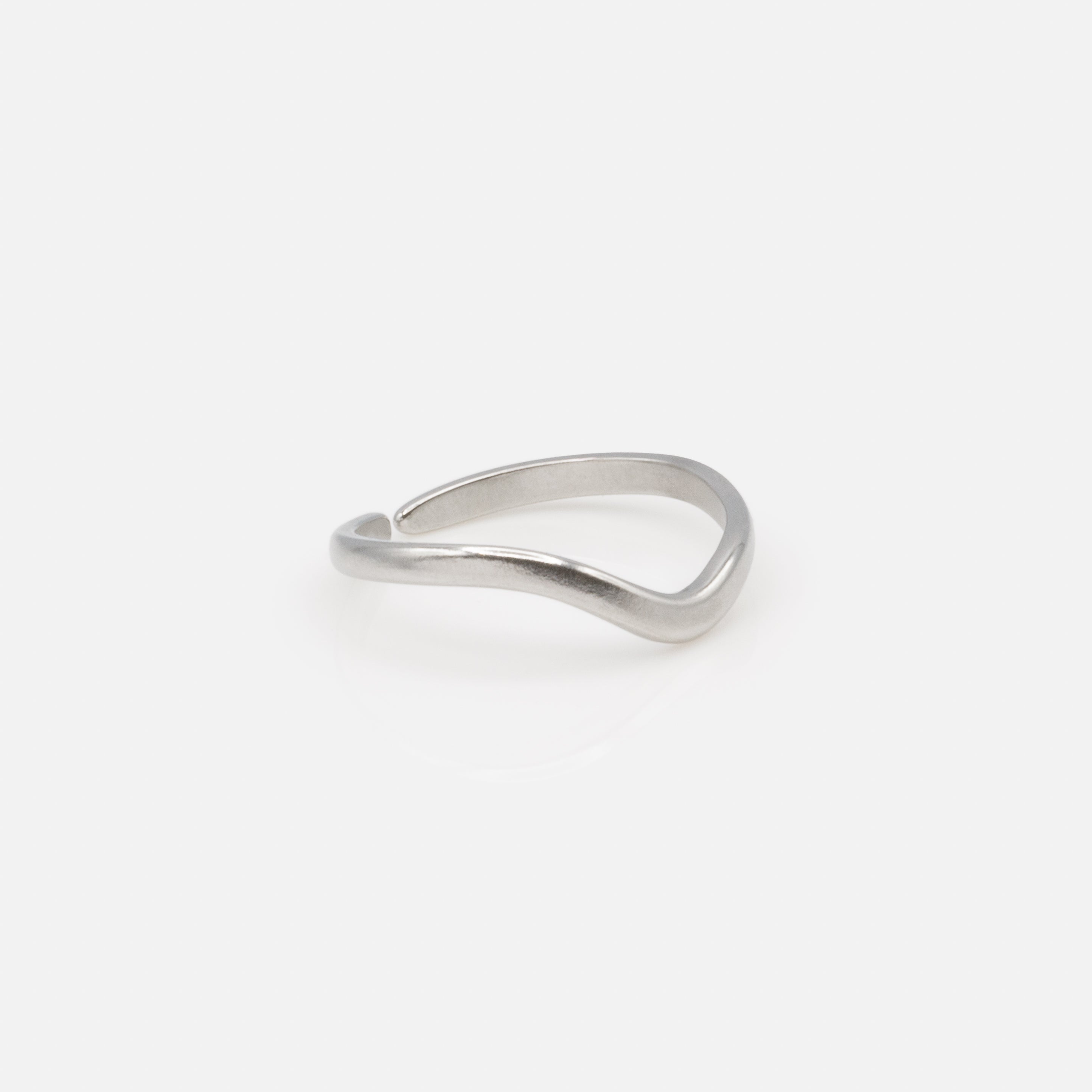 Bague ondulée argentée en acier inoxydable
