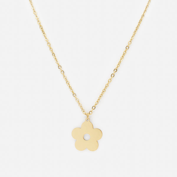 Load image into Gallery viewer, Gold necklace with stainless steel flower charm