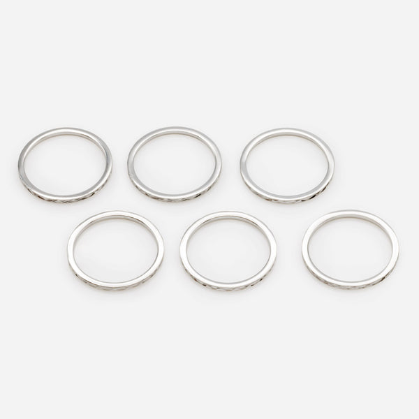 Charger l'image dans la galerie, Ensemble de six bagues midi argentées et texturées en acier inoxydable