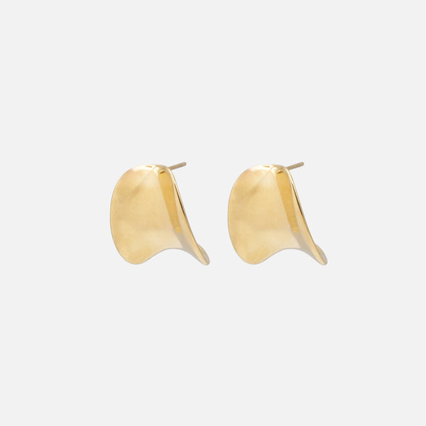 Load image into Gallery viewer, Curved gold stainless steel earrings