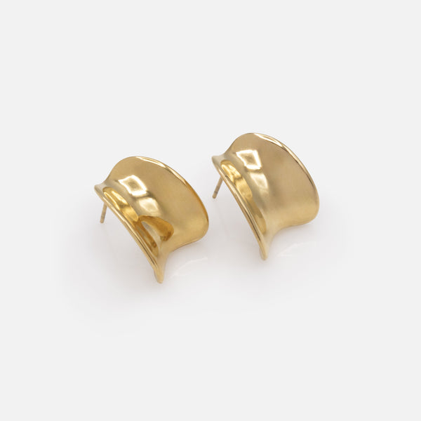 Load image into Gallery viewer, Curved gold stainless steel earrings