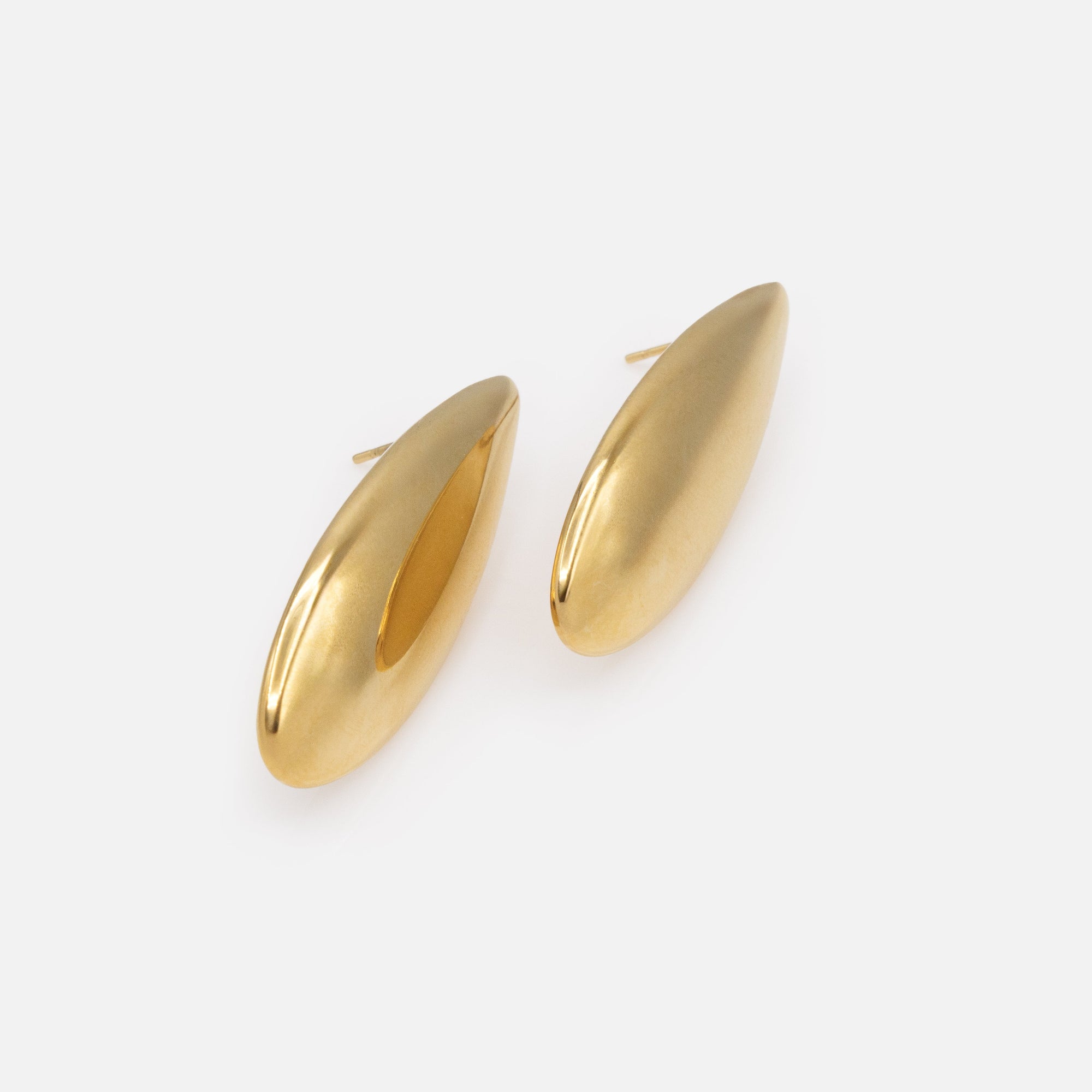 Elongated gold stainless steel earrings