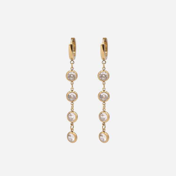 Load image into Gallery viewer, Gold-plated stainless steel earrings with cubic zirconia pendant