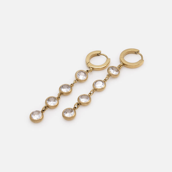 Load image into Gallery viewer, Gold-plated stainless steel earrings with cubic zirconia pendant