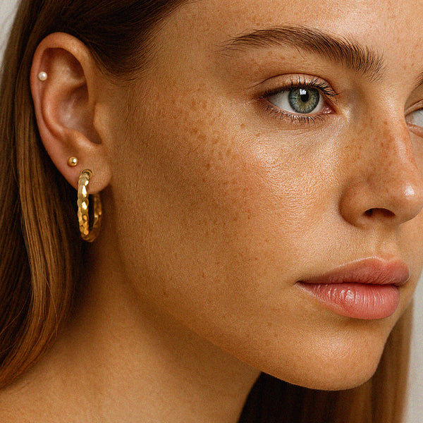 Load image into Gallery viewer, Gold Stainless Steel & Pearl Earring Set