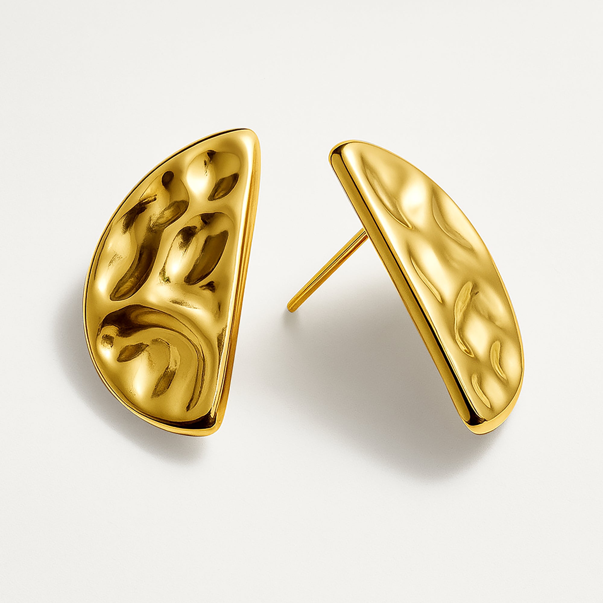 Textured half-moon gold-tone stainless steel earrings