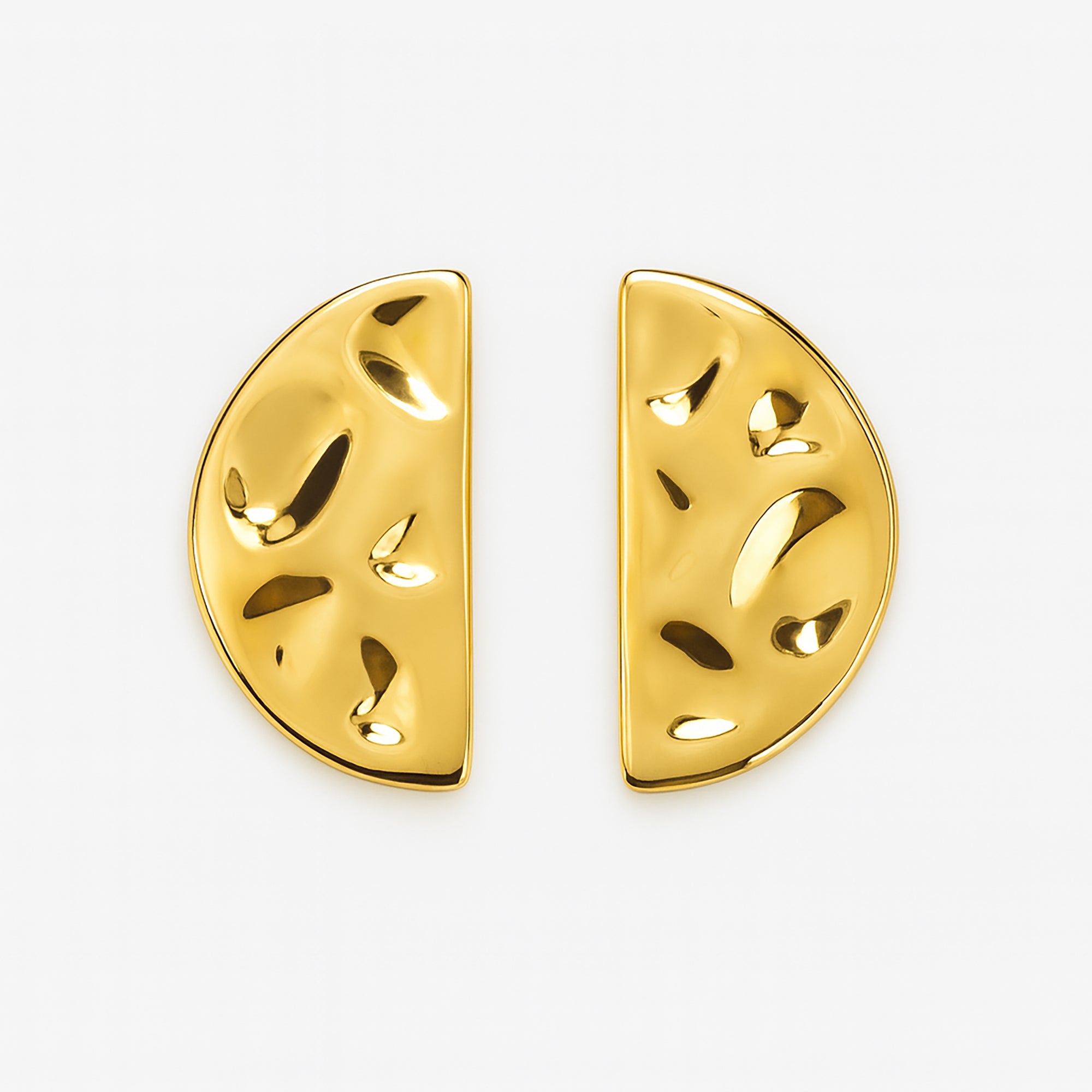 Textured half-moon gold-tone stainless steel earrings