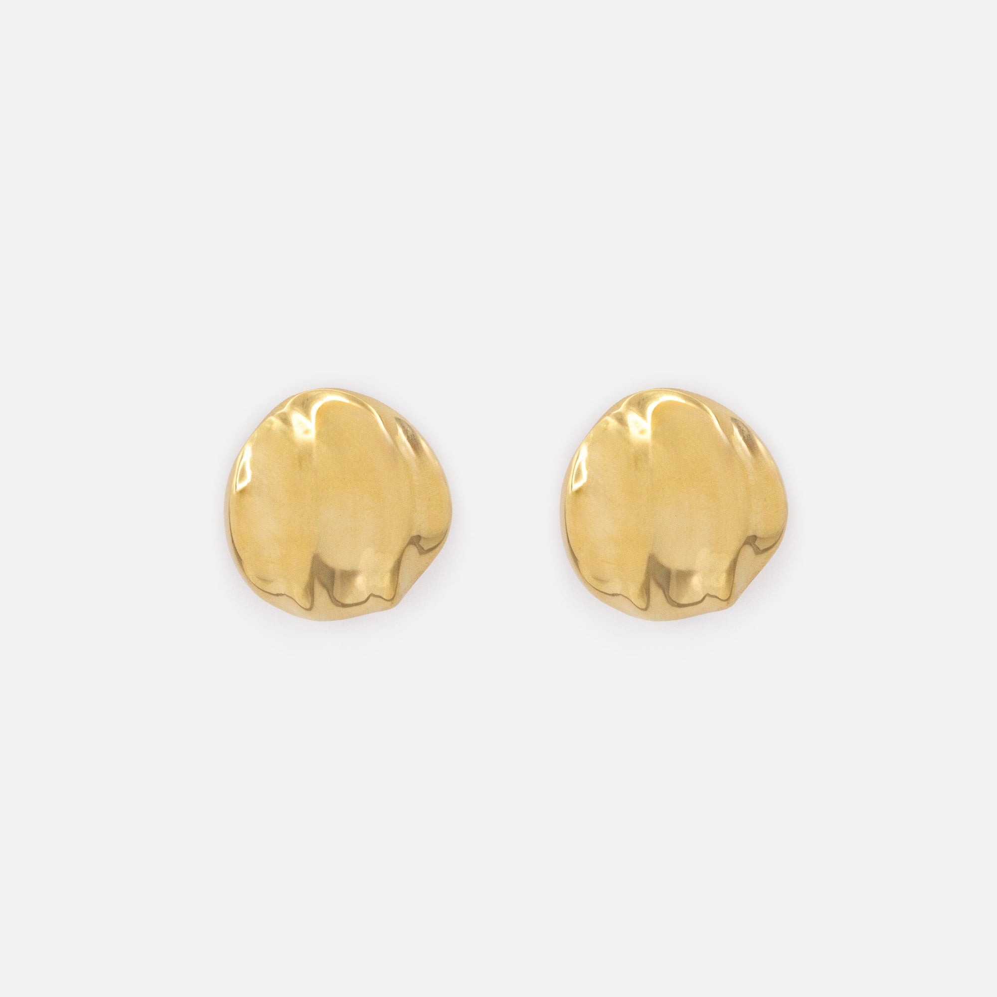 Hammered effect gold-plated stainless steel earrings