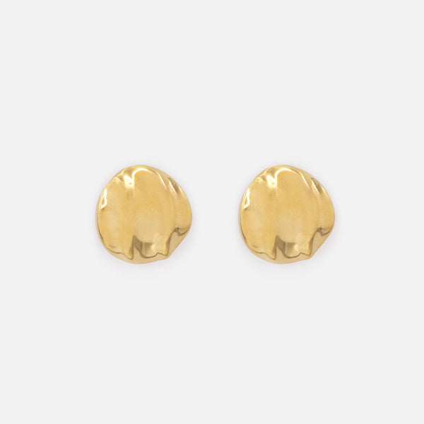 Load image into Gallery viewer, Hammered effect gold-plated stainless steel earrings