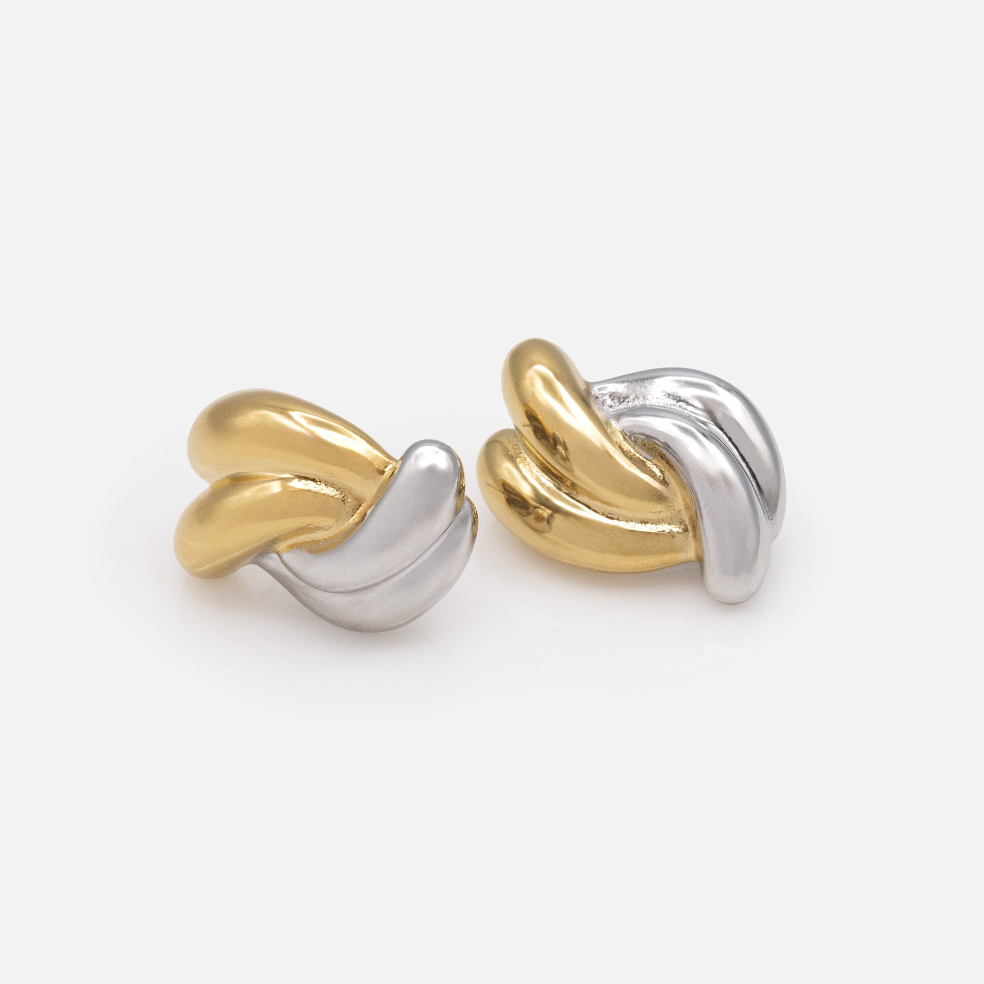 Two-tone stainless steel twist earrings