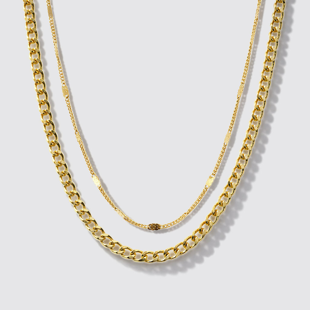 Collier double rangée doré en acier inoxydable