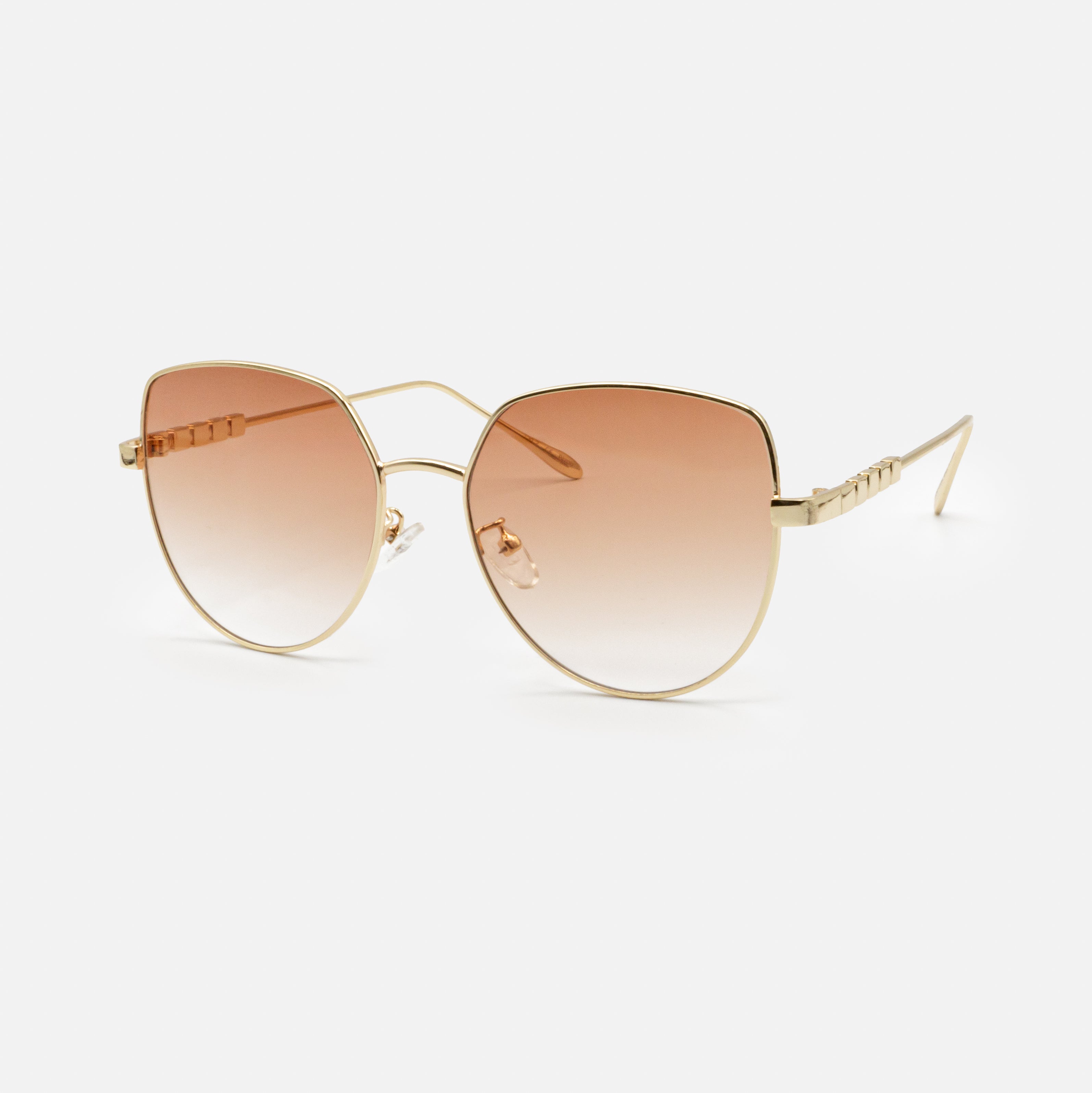 Gold sunglasses with pink lenses