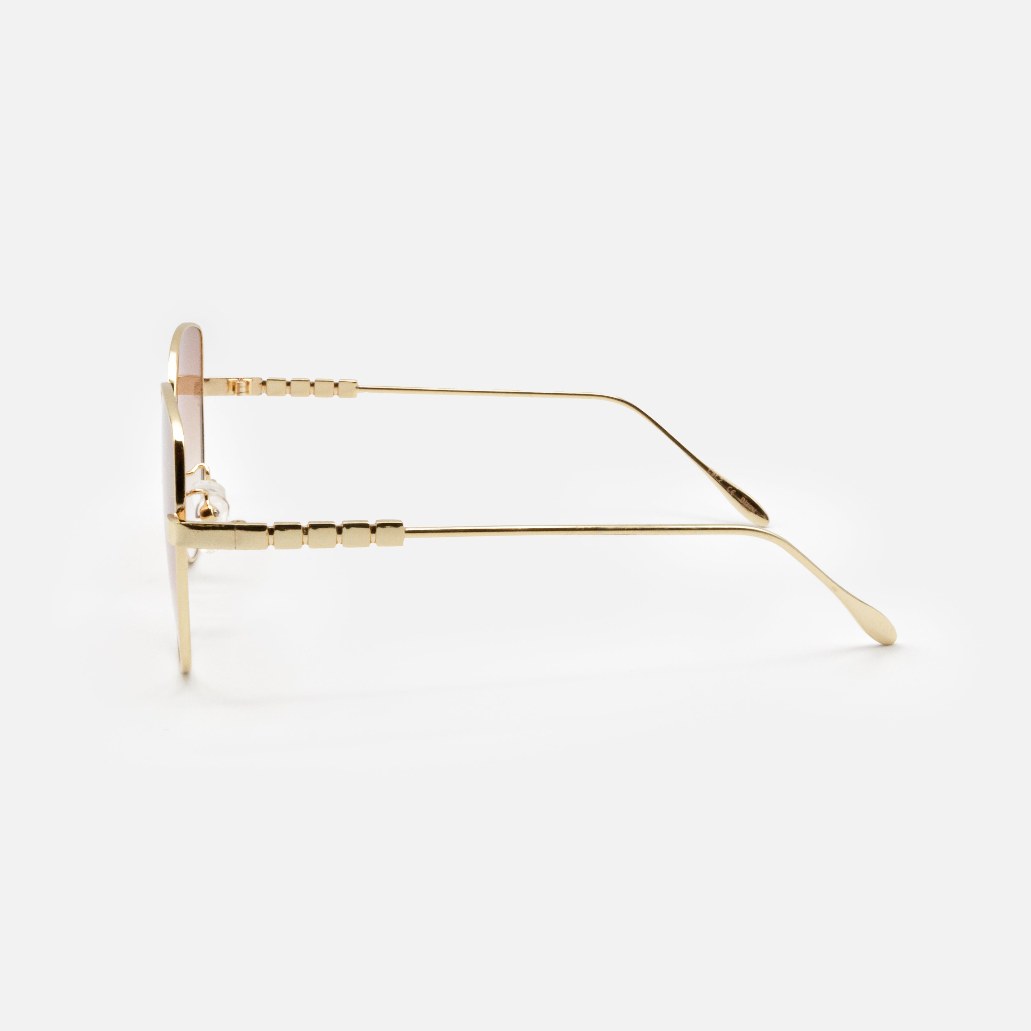 Gold sunglasses with pink lenses