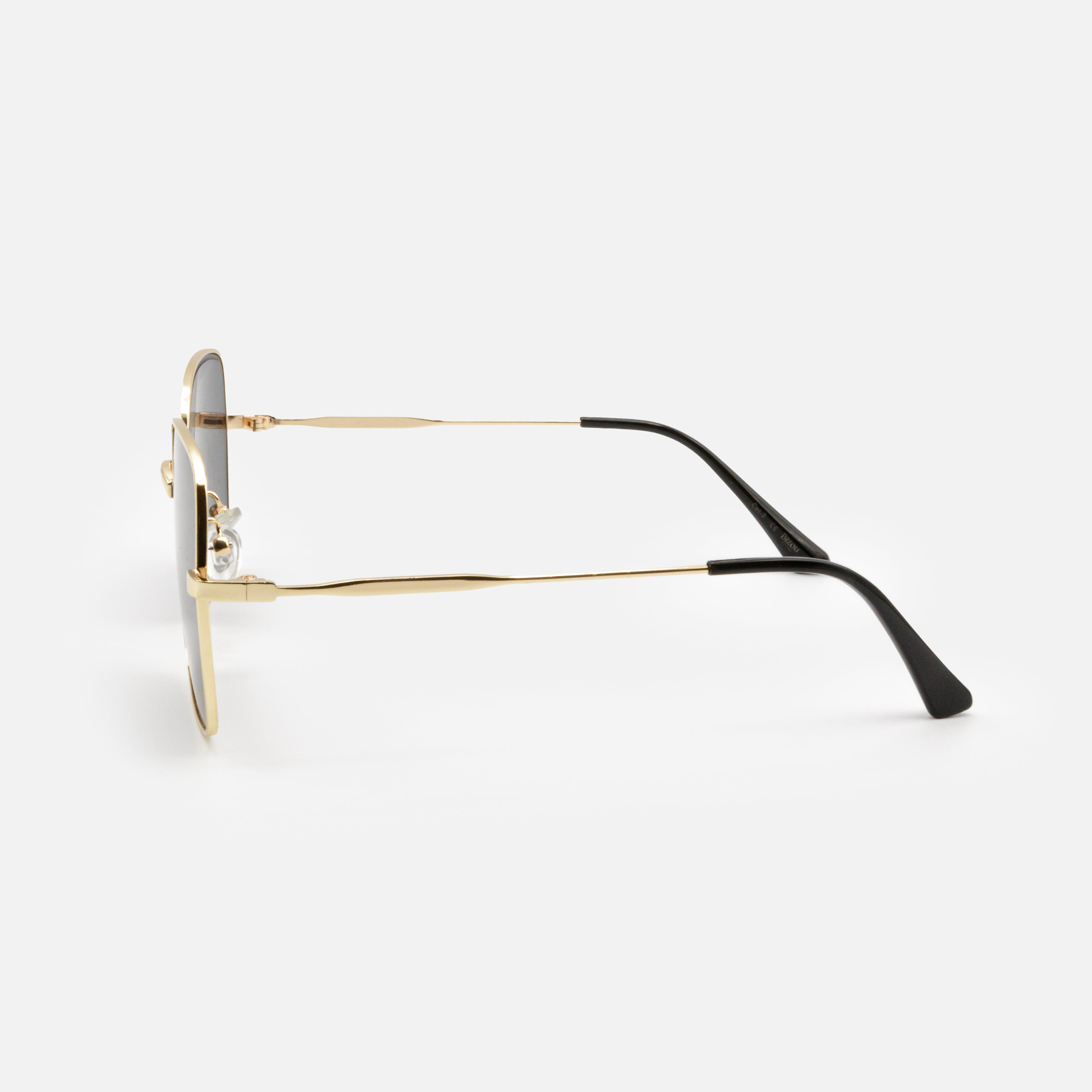Gold square sunglasses with black lenses