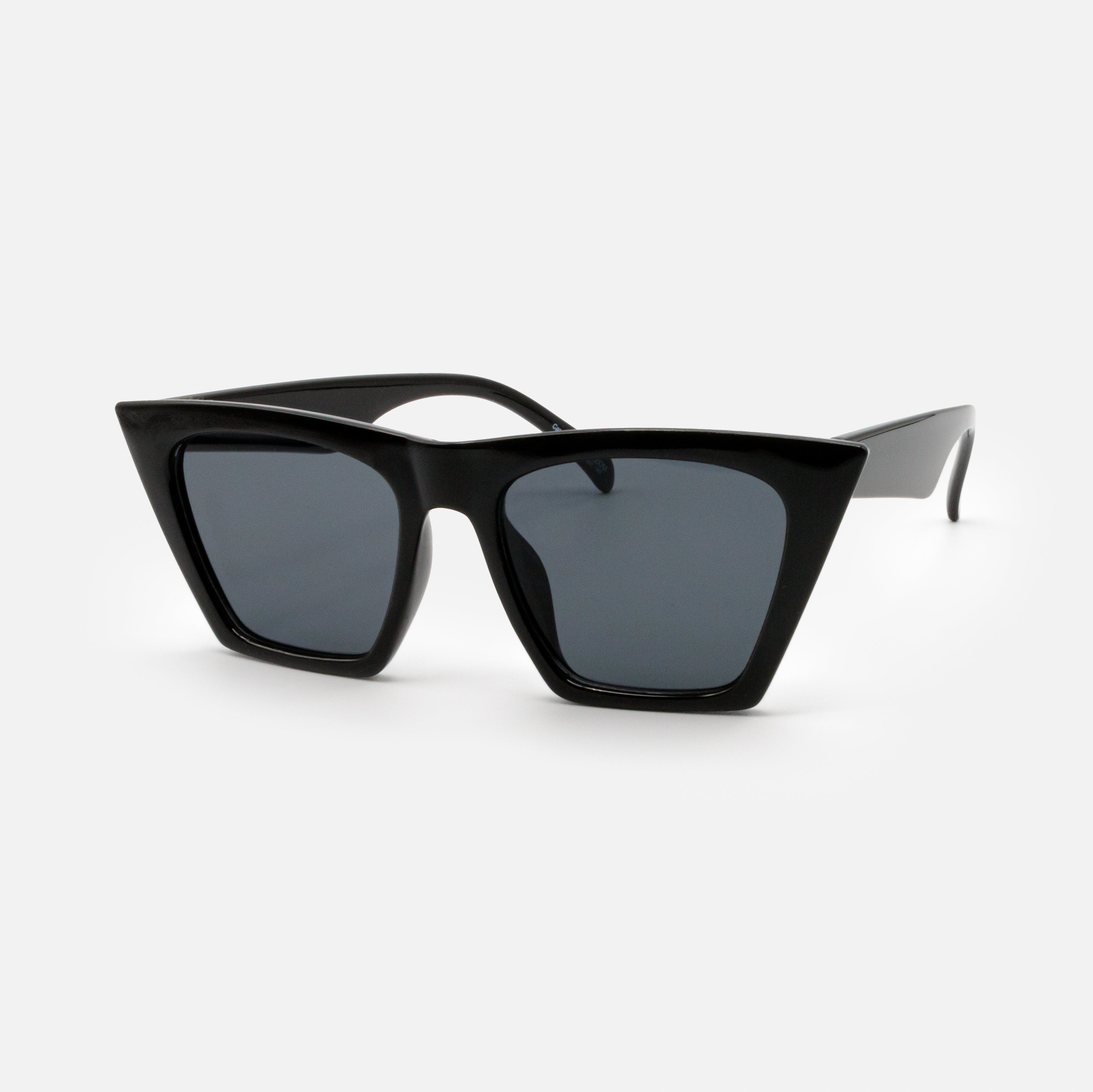 Black sunglasses with black pointed lenses